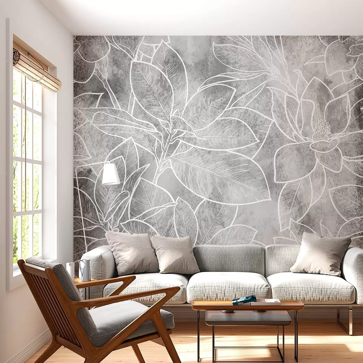 murales de pared Hojas de contorno sobre fondo texturizado w02306v2