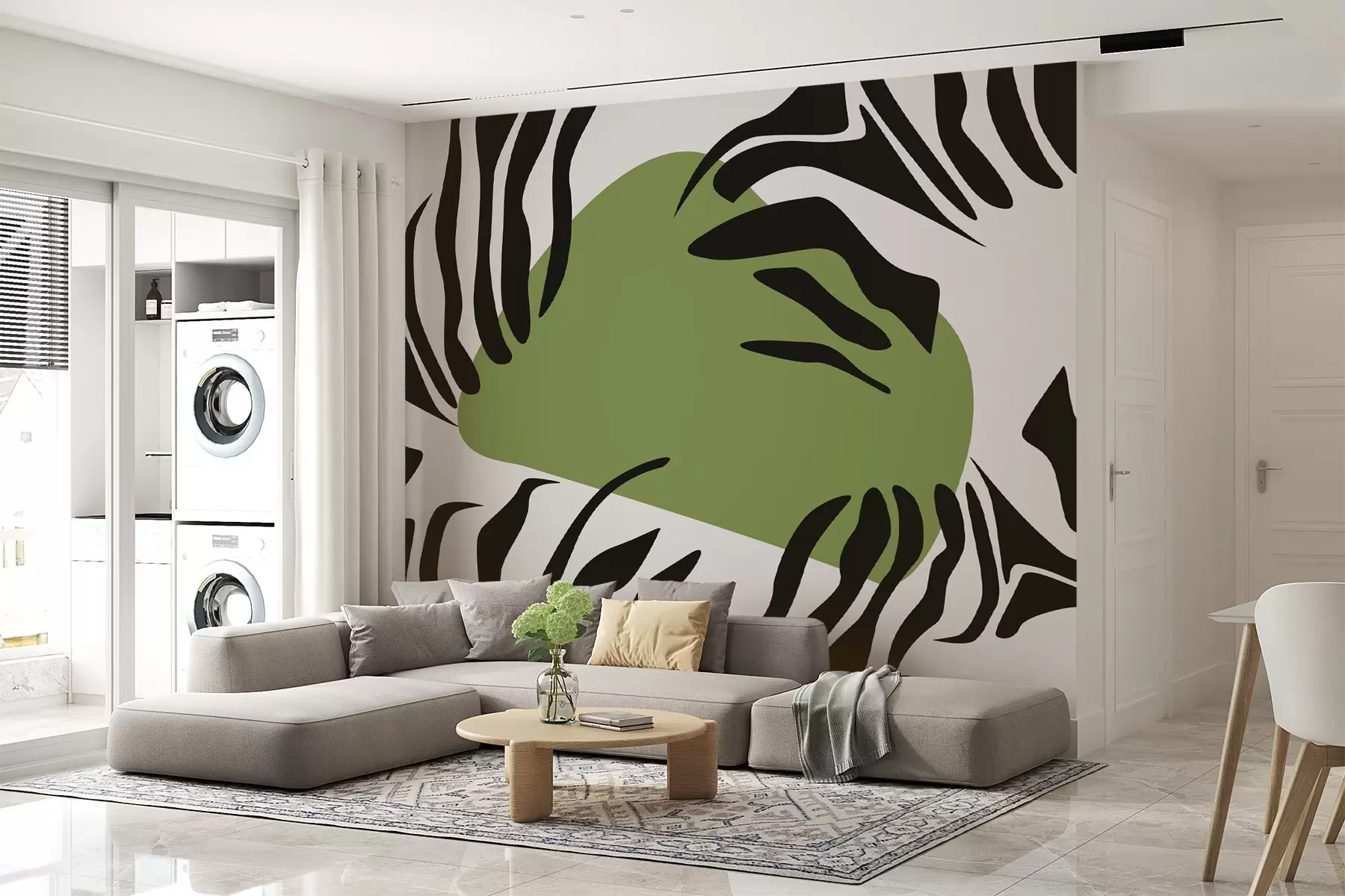 murales de pared Rayas y punto verde abstracto w02378v2
