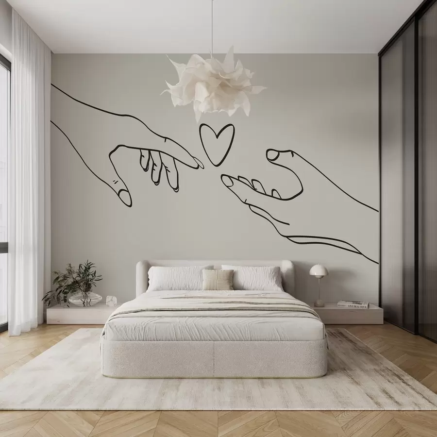 murales de pared Dibujo lineal de manos w02380