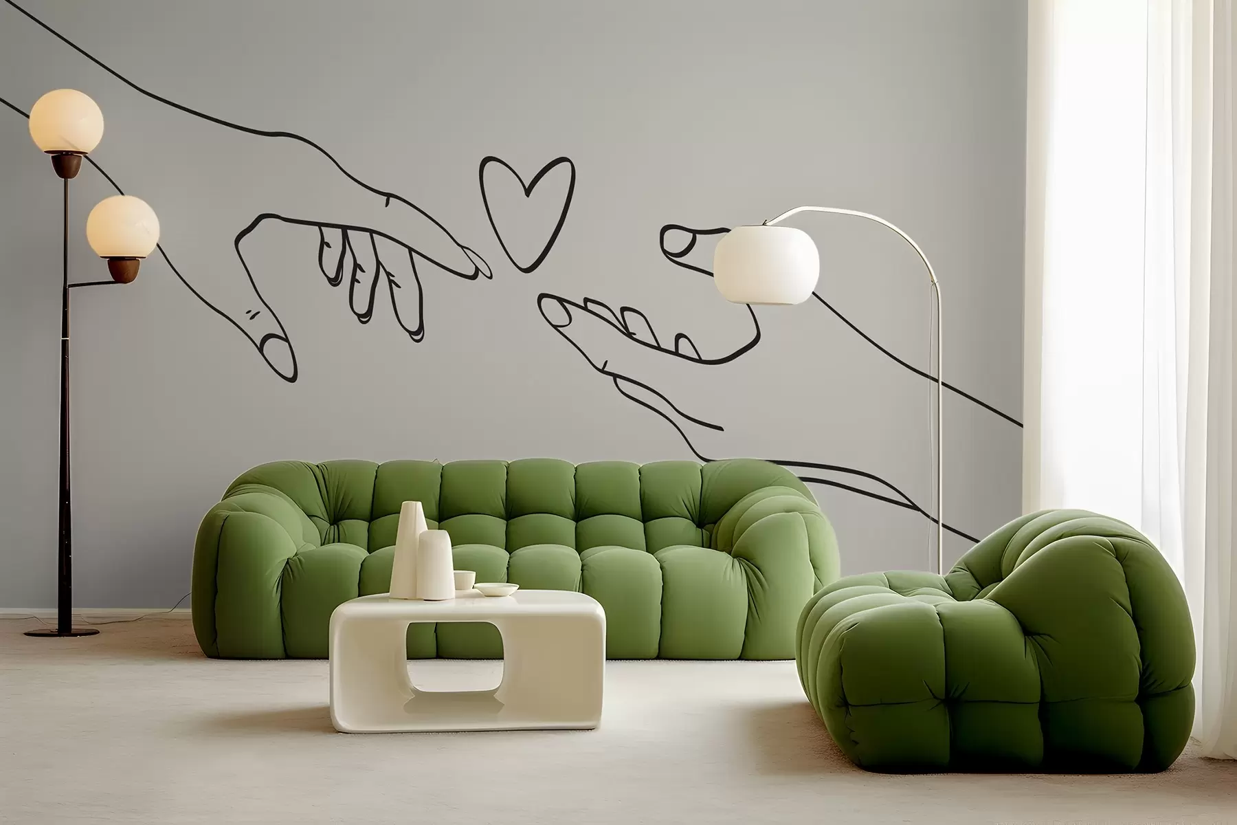 murales de pared Dibujo lineal de manos w02380