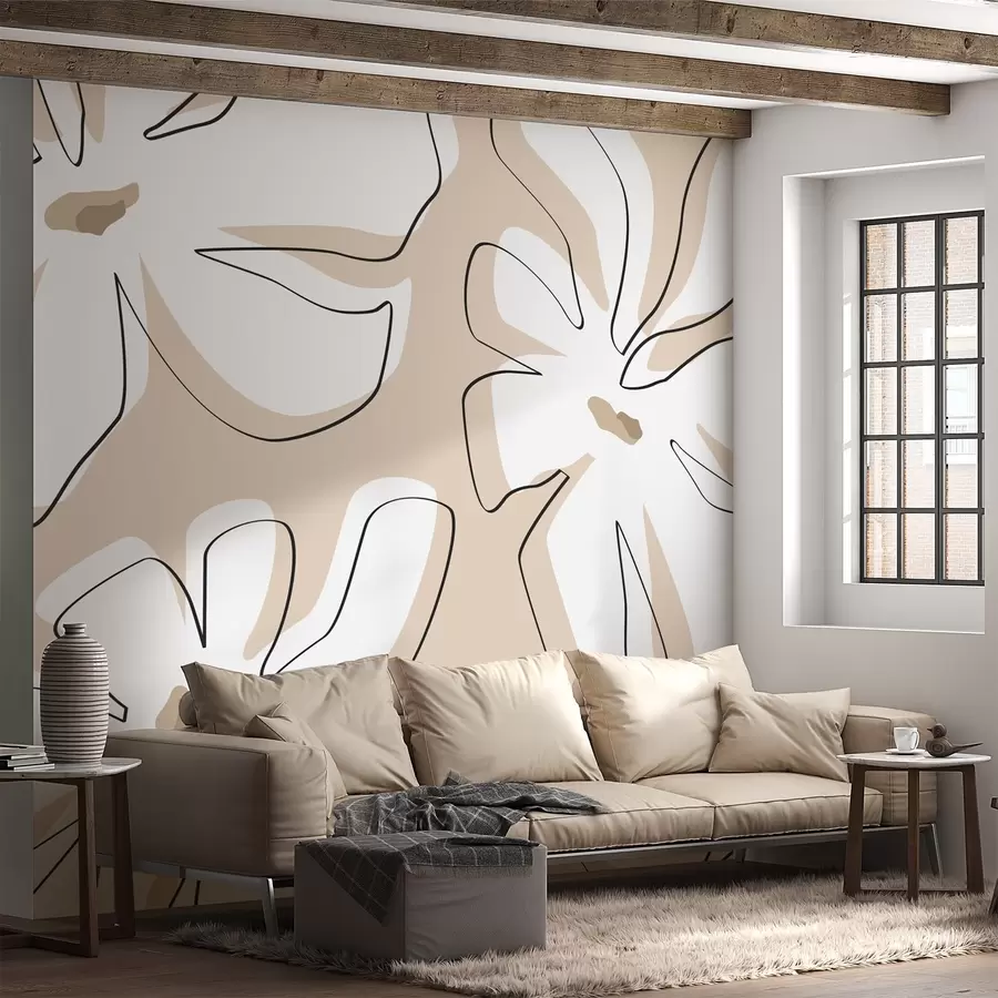 murales de pared Grandes flores blancas abstractas w02383