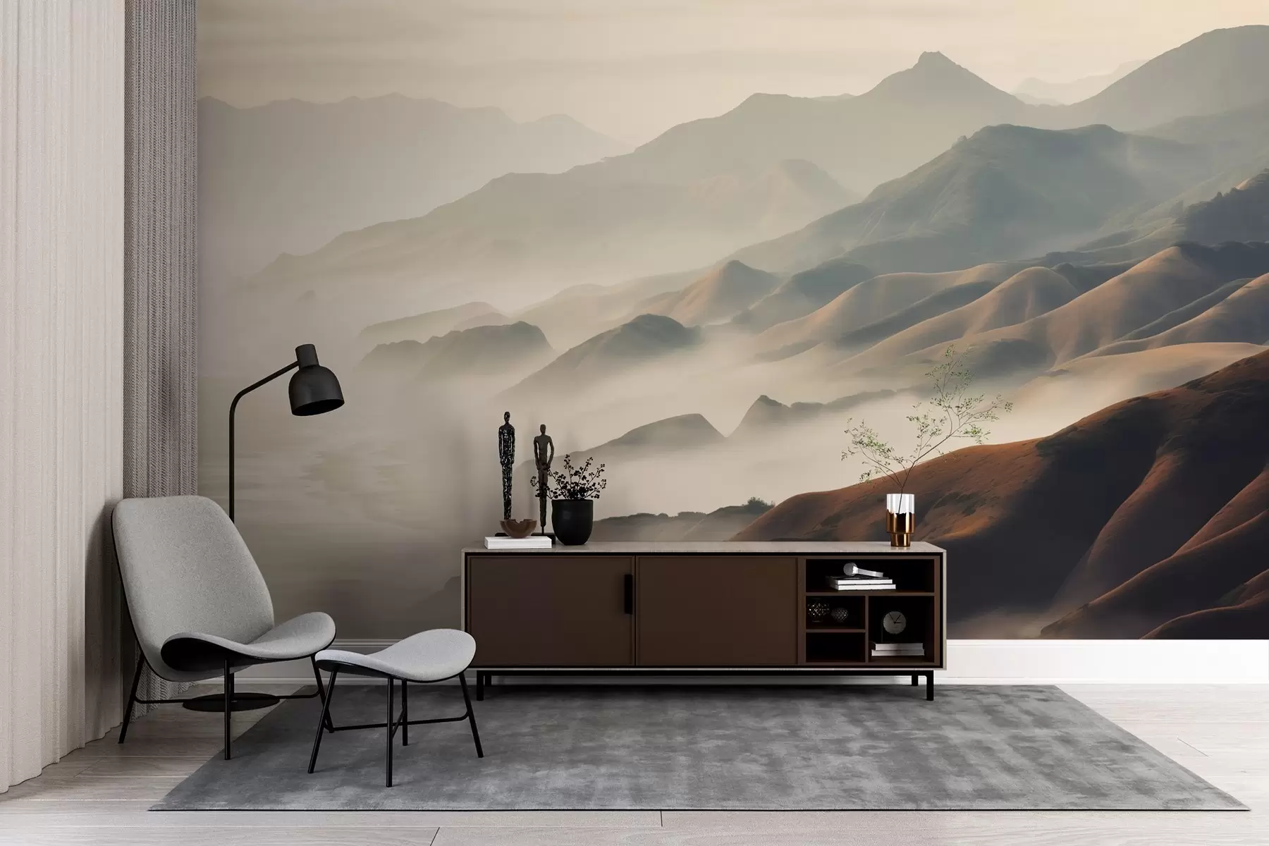 murales de pared Montañas en la niebla w02430
