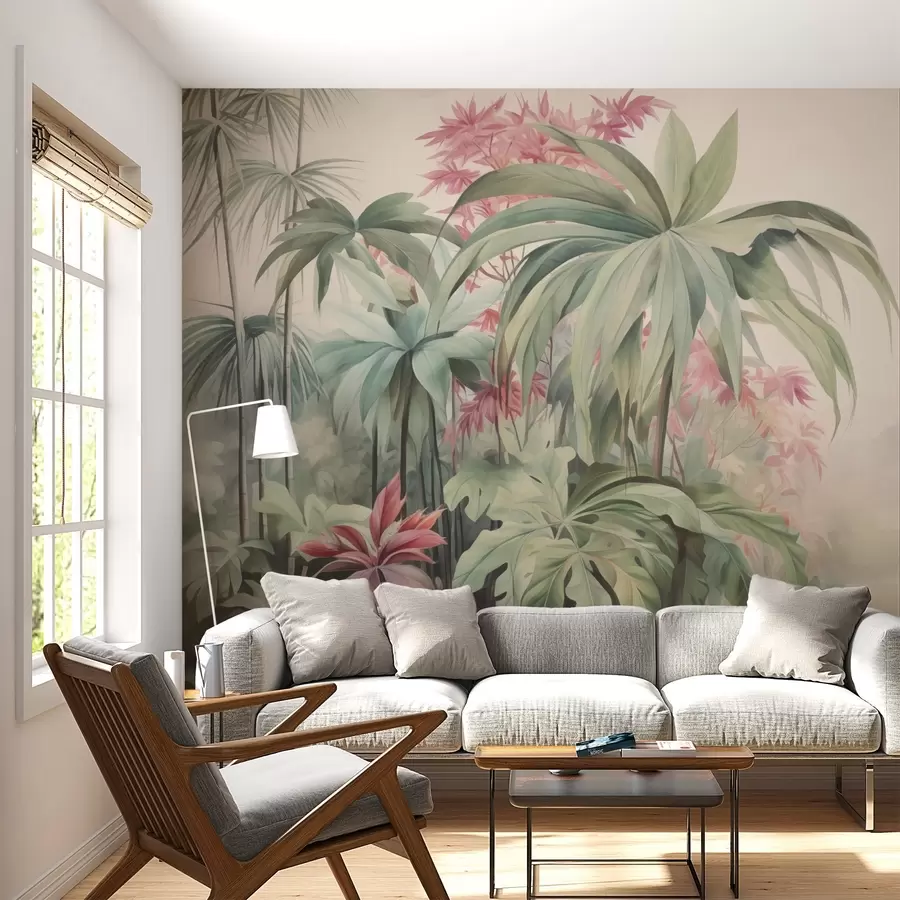 murales de pared Plantas tropicales de estilo vintage w02432