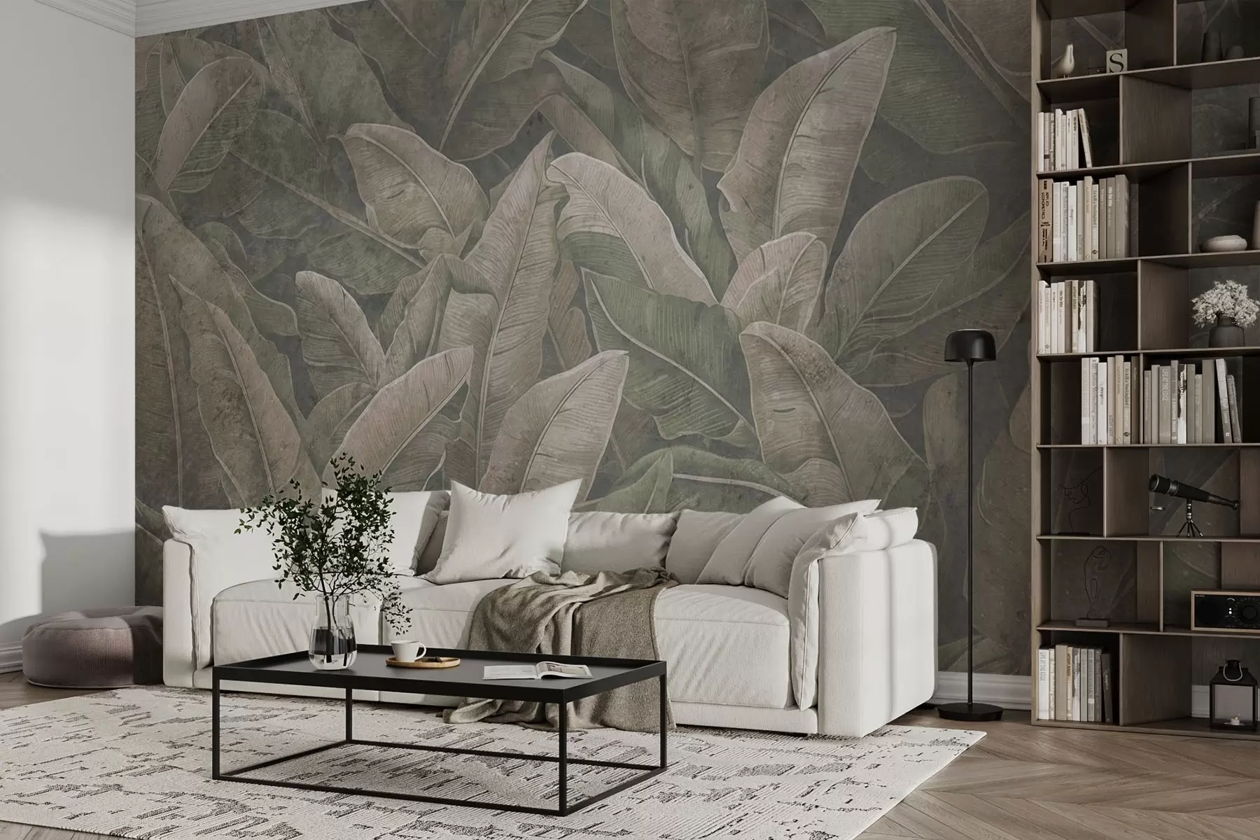murales de pared Hojas de plátano vintage w08486