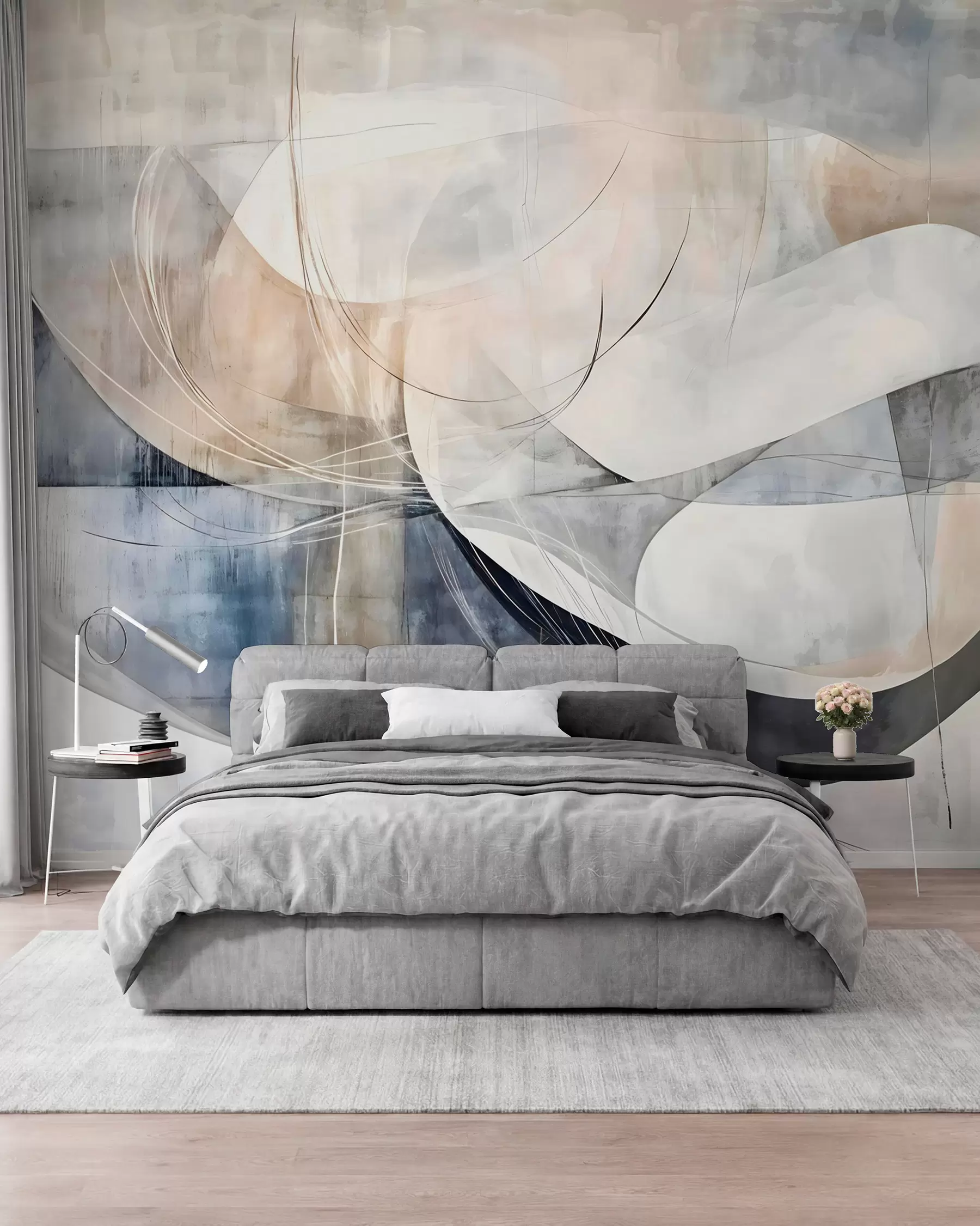 murales de pared Pinceladas amplias en azul w08461