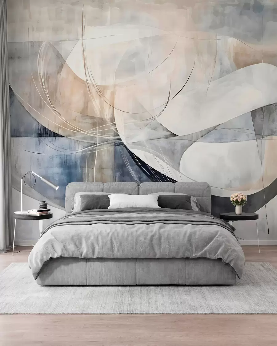 murales de pared Pinceladas amplias en azul w08461