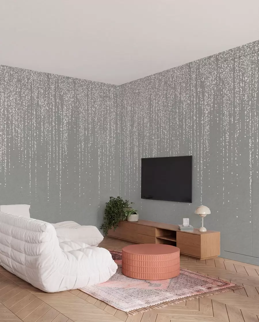 murales de pared Lluvia de cuentas sobre gris w08470v1