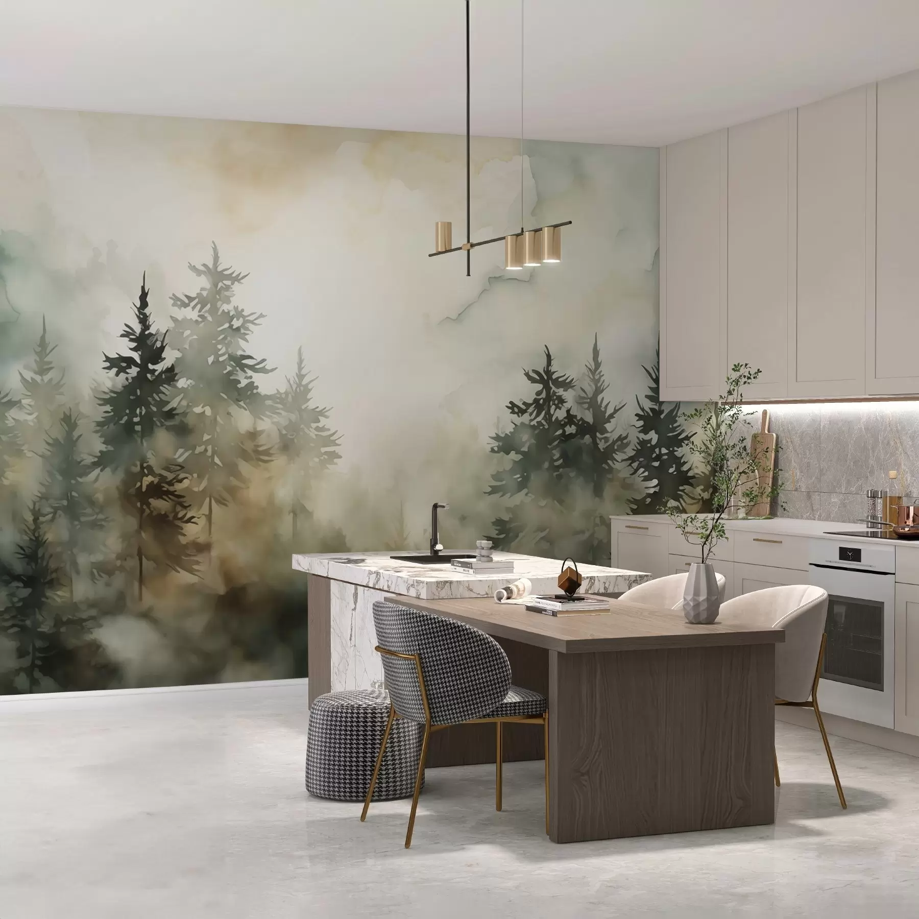 murales de pared Bosque imitación pintura acuarela w02473