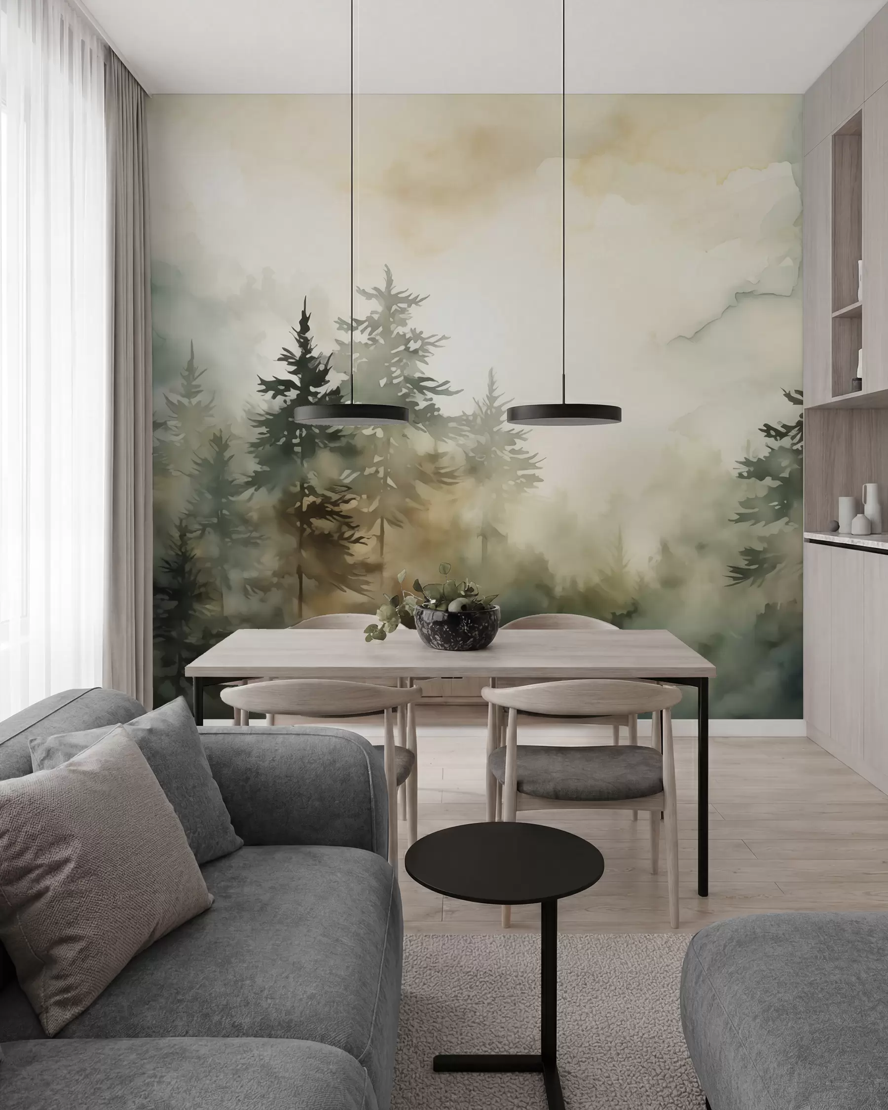 murales de pared Bosque imitación pintura acuarela w02473