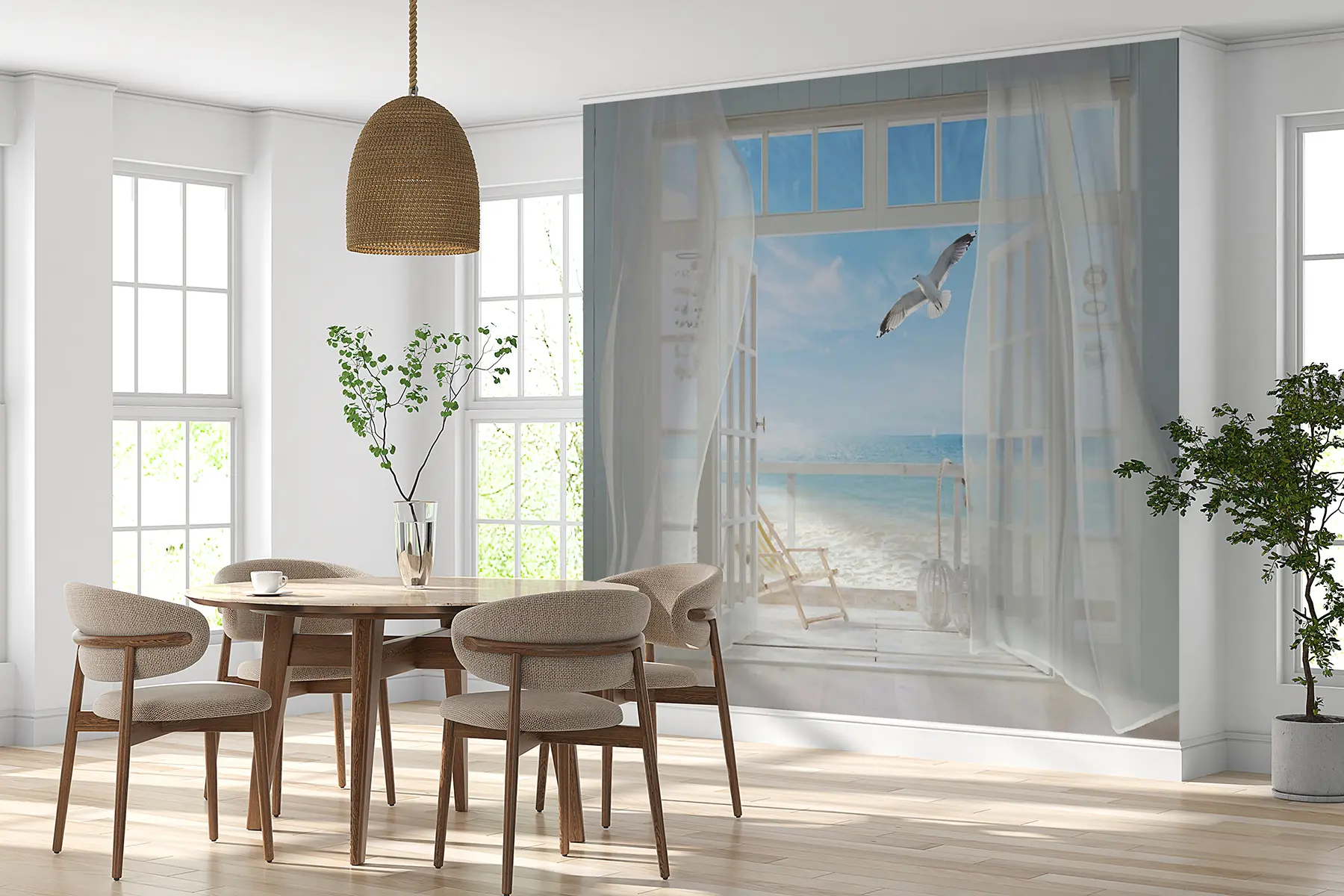 murales de pared Mar y gaviota en la ventana u40534