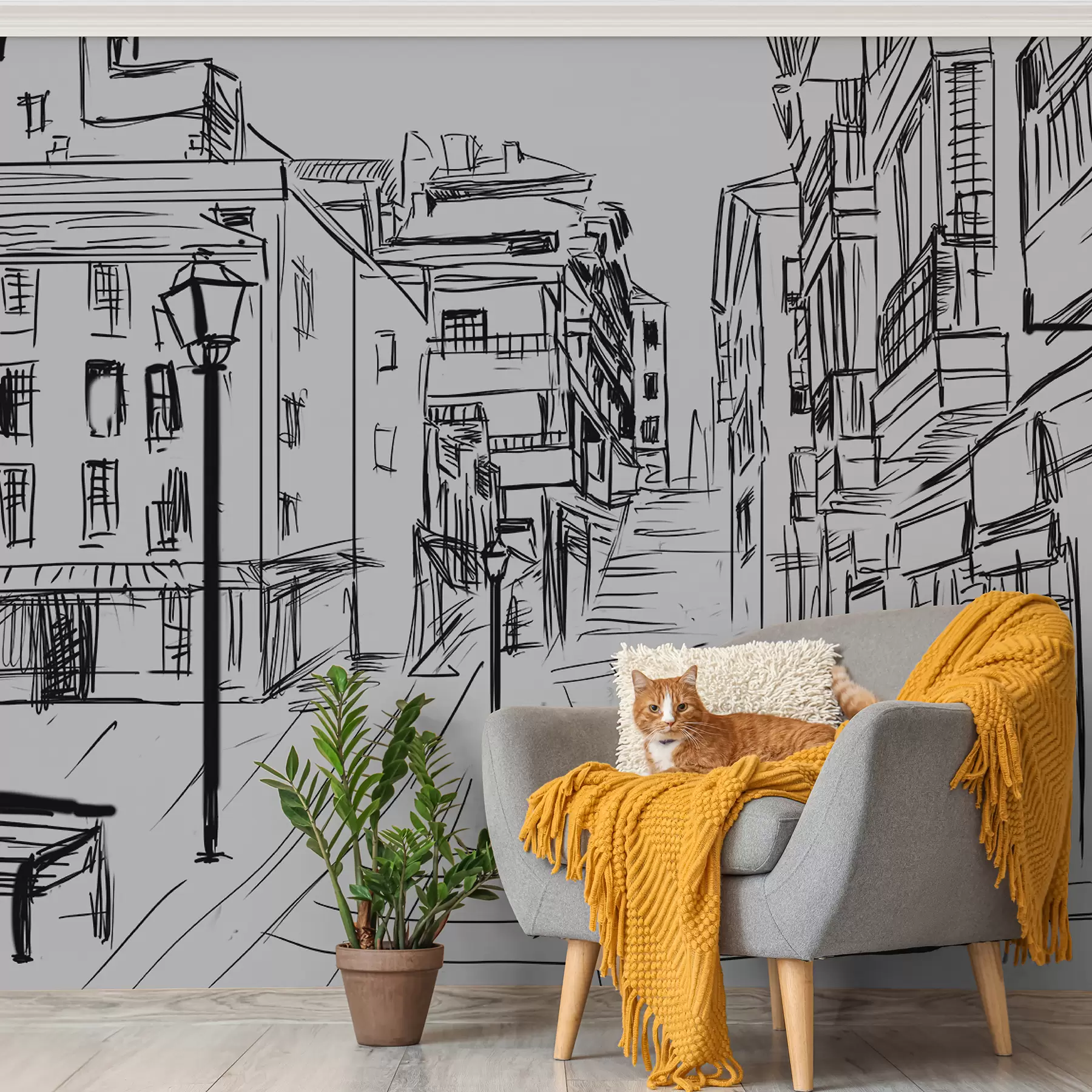 murales de pared Edificio, infraestructura e negro u51061