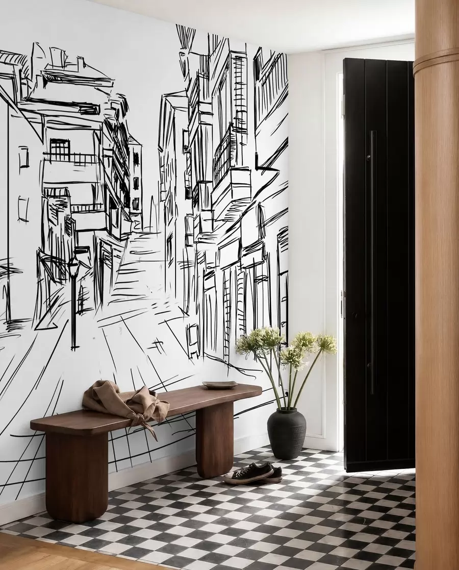 murales de pared Casco antiguo a pluma u51061