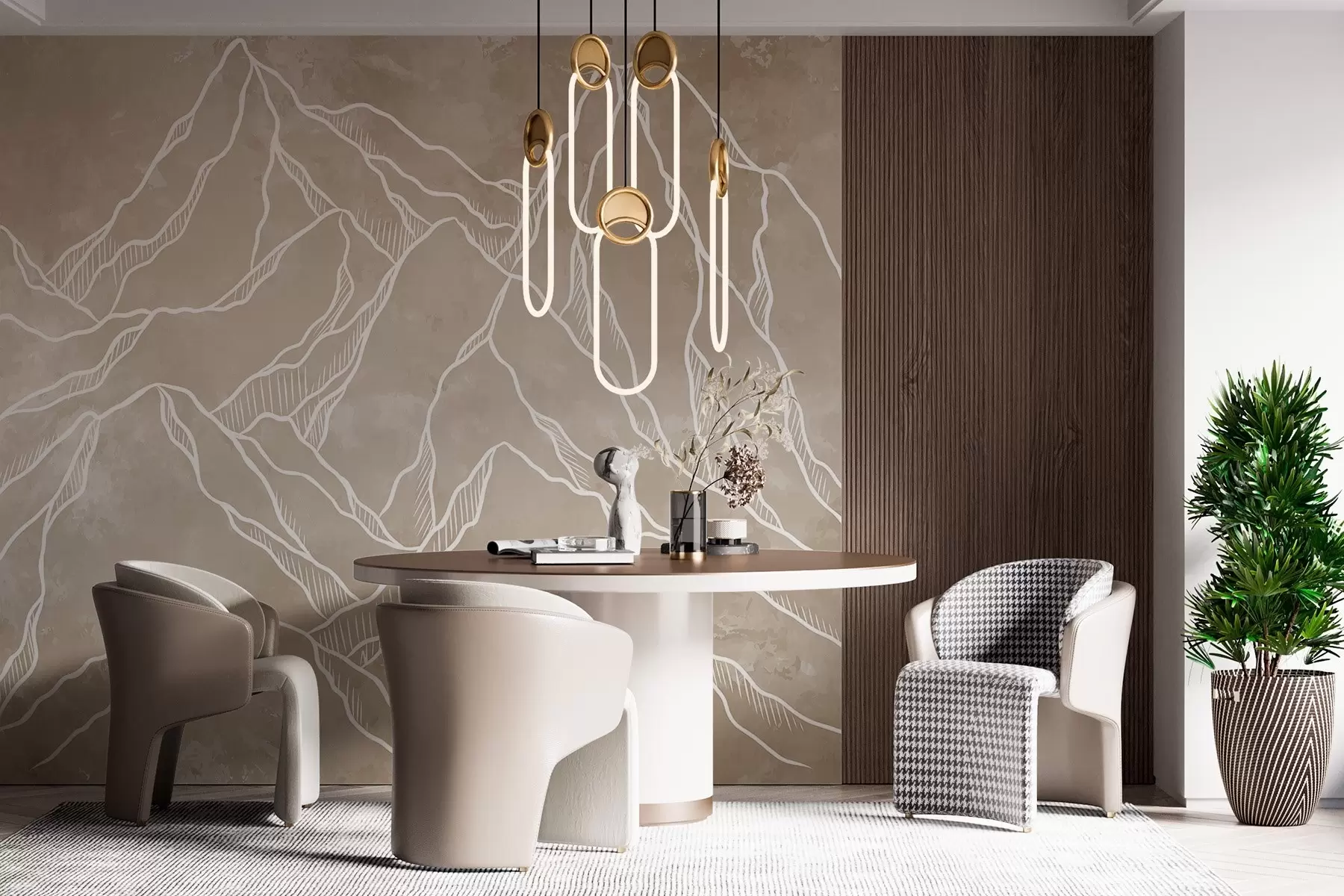 murales de pared Representación esquemática de los picos de las montañas w02524v1