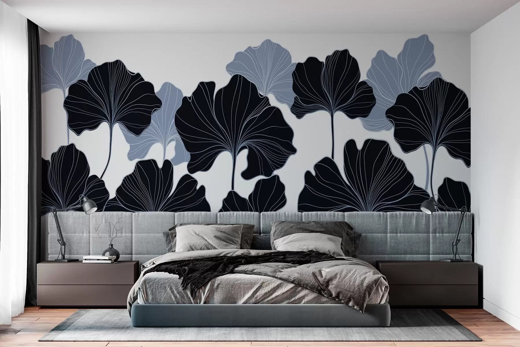 murales de pared Contornos de hojas estilizados w02525