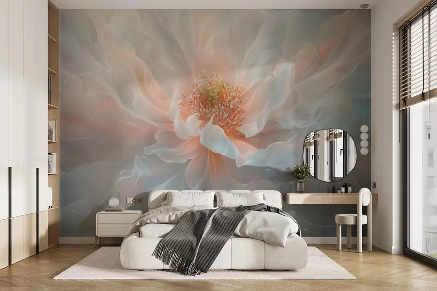 murales de pared una pintura de ensueño y etérea de una flor grande y delicada en suaves tonos pastel w02545