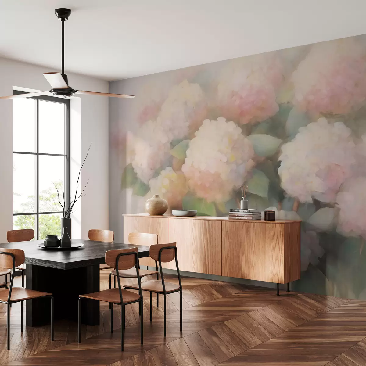 murales de pared Flores de hortensia w08544