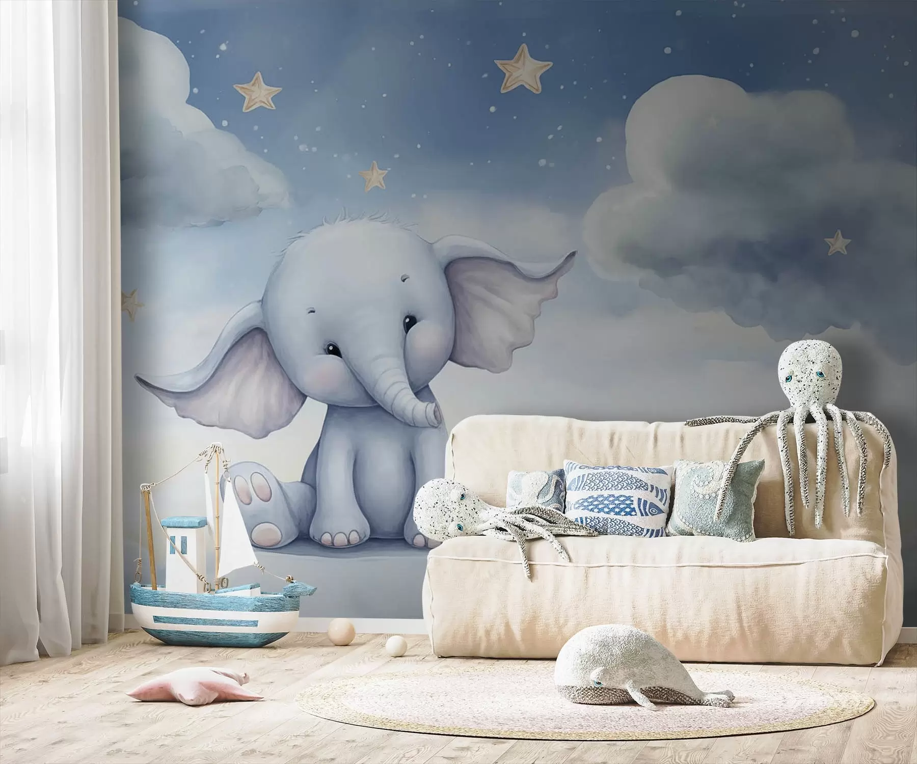 murales de pared Elefante en las nubes w08503