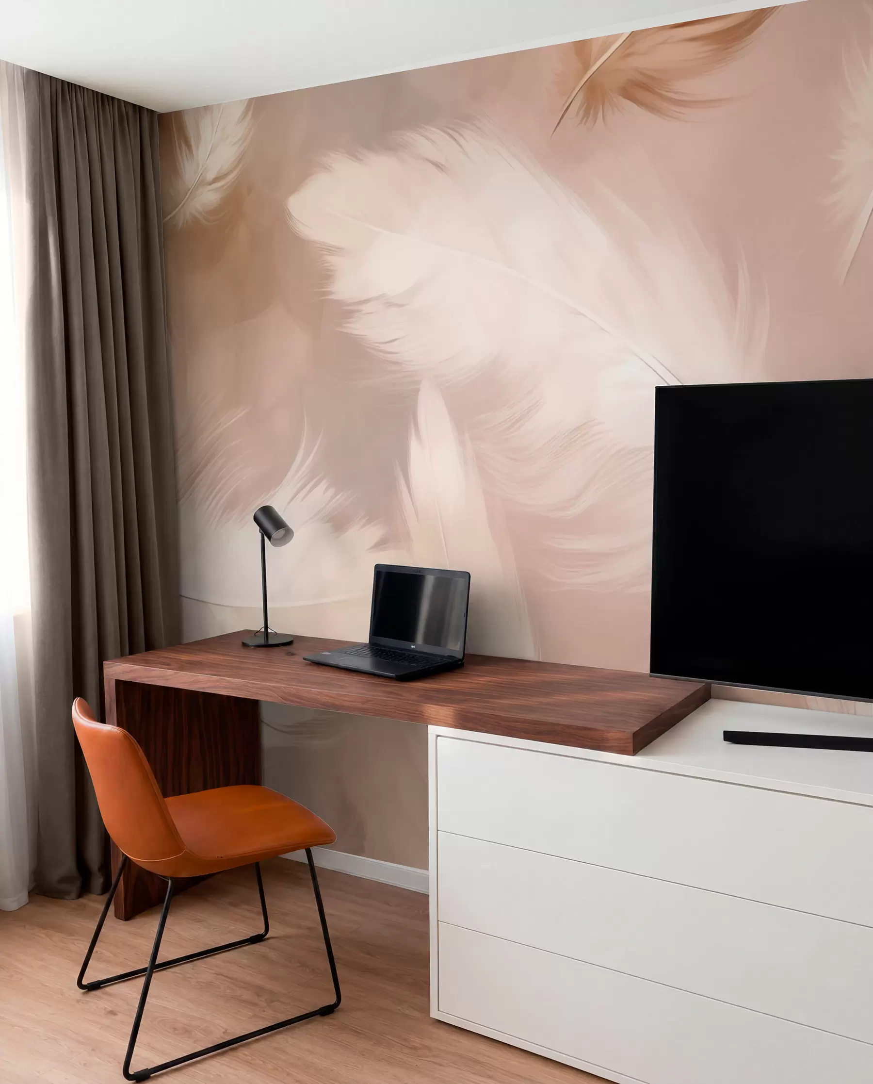 murales de pared Plumas grandes en beige w02601v1