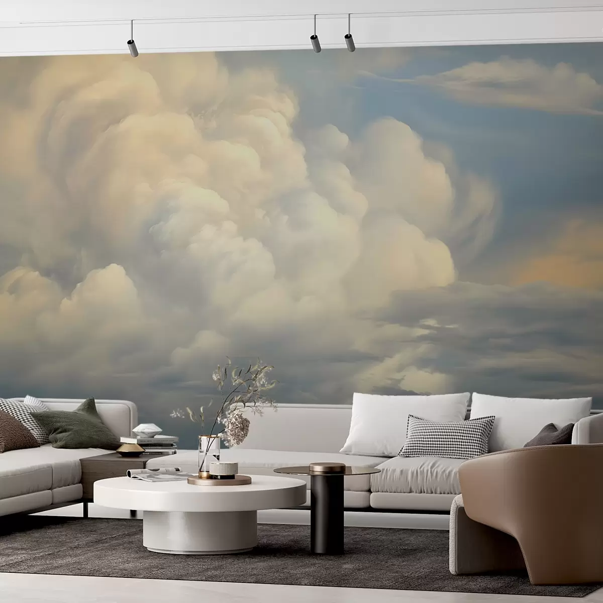 murales de pared Nubes blancas en el cielo imitación de pintura w02639