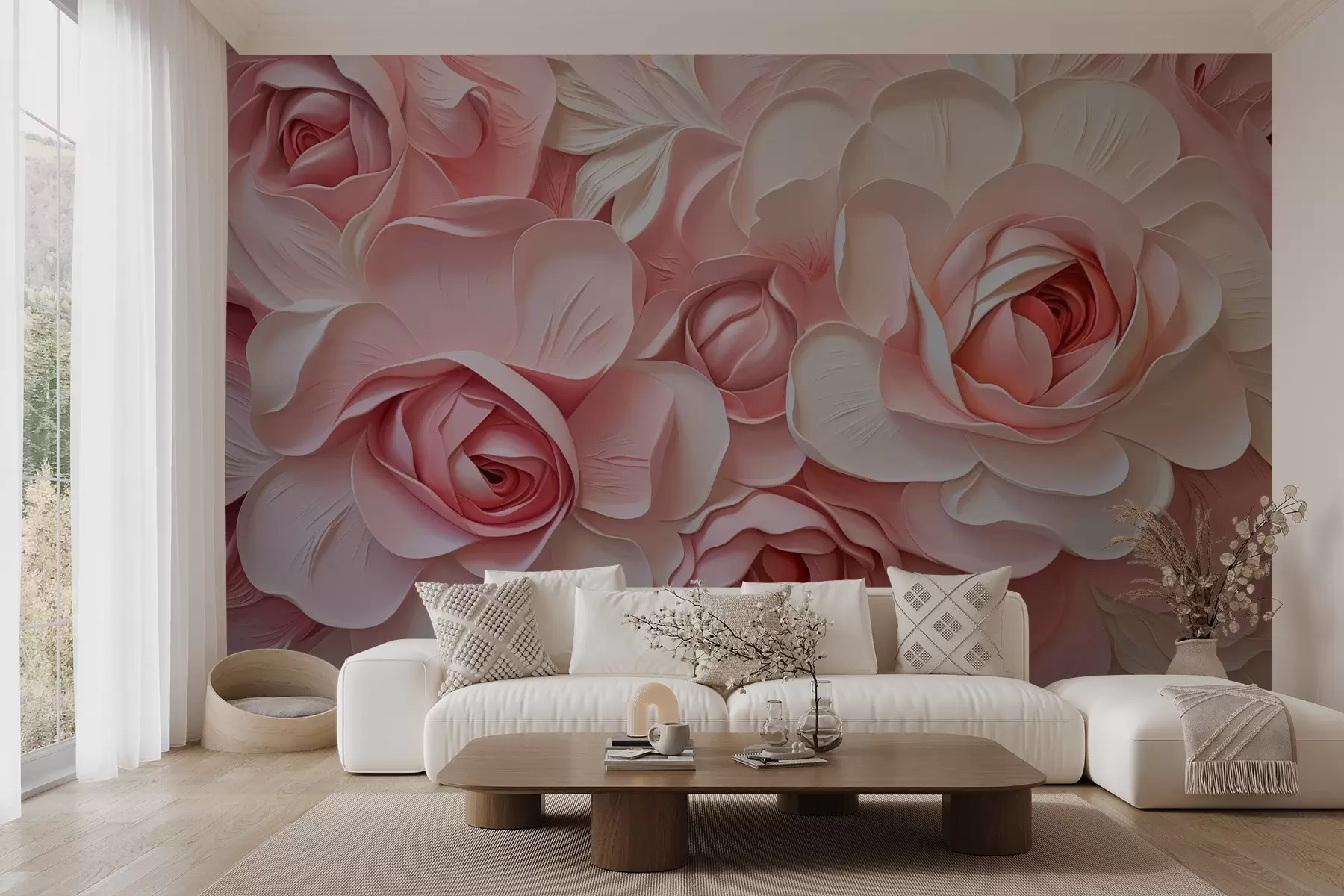 murales de pared Rosas grandes imitación de pintura w02638