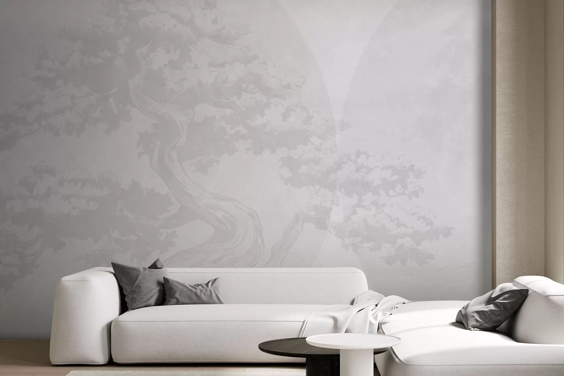 murales de pared Bonsai árbol minimalismo geometría grunge fondo w08557v1