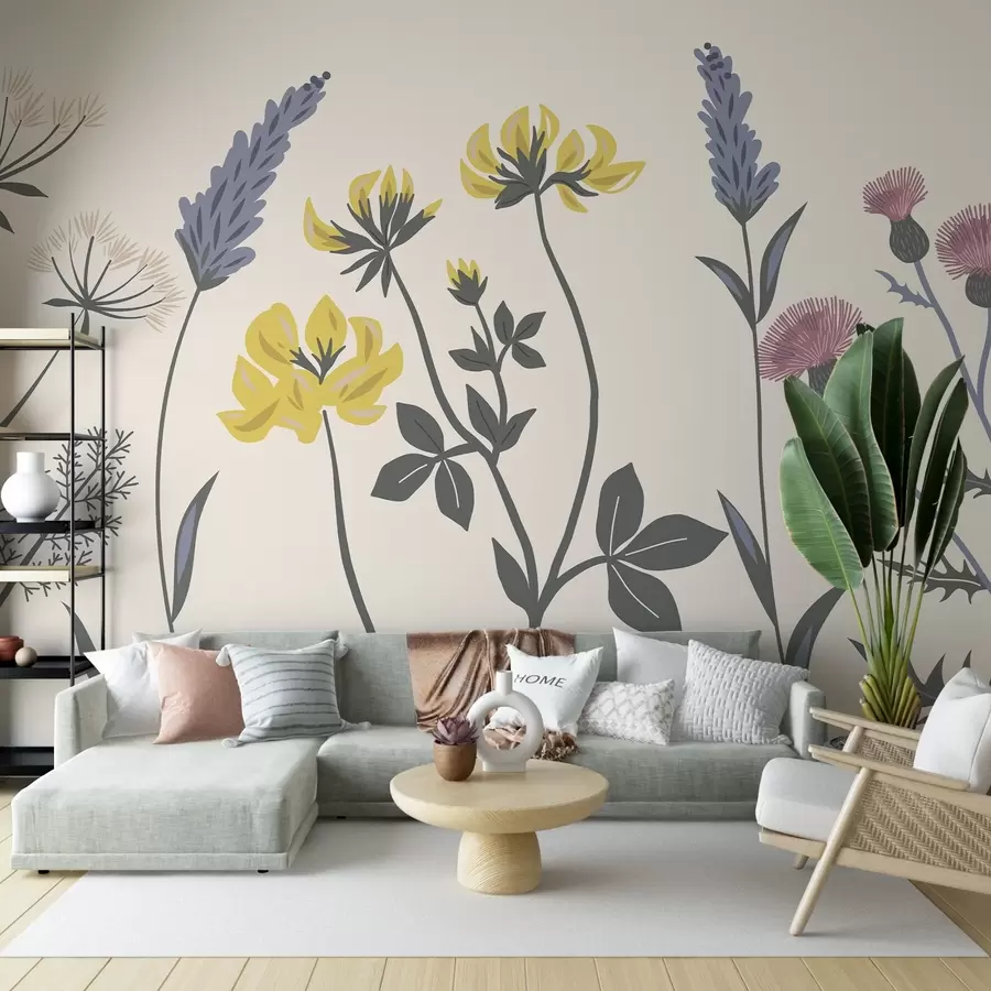 murales de pared Motivo floral en delicados colores w02654v1