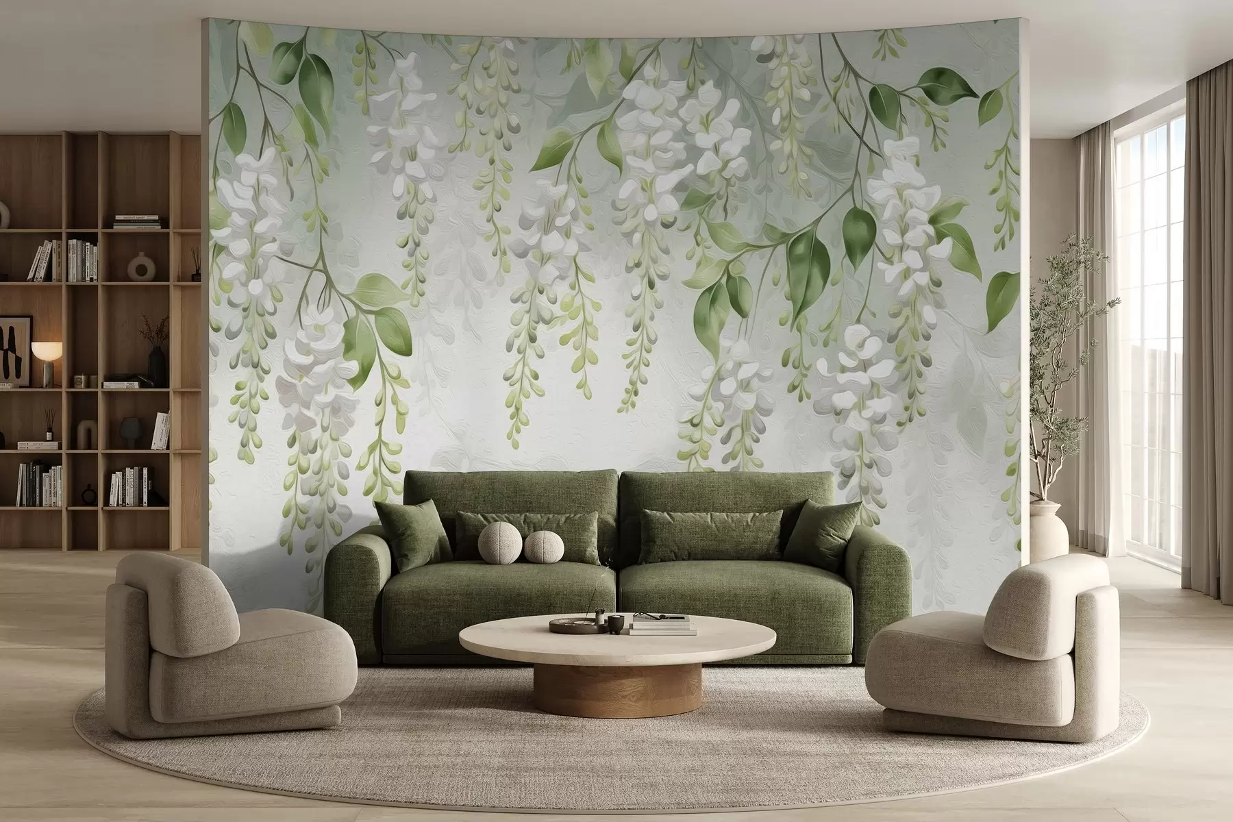murales de pared Ramas floridas estilizadas y pintadas w02627