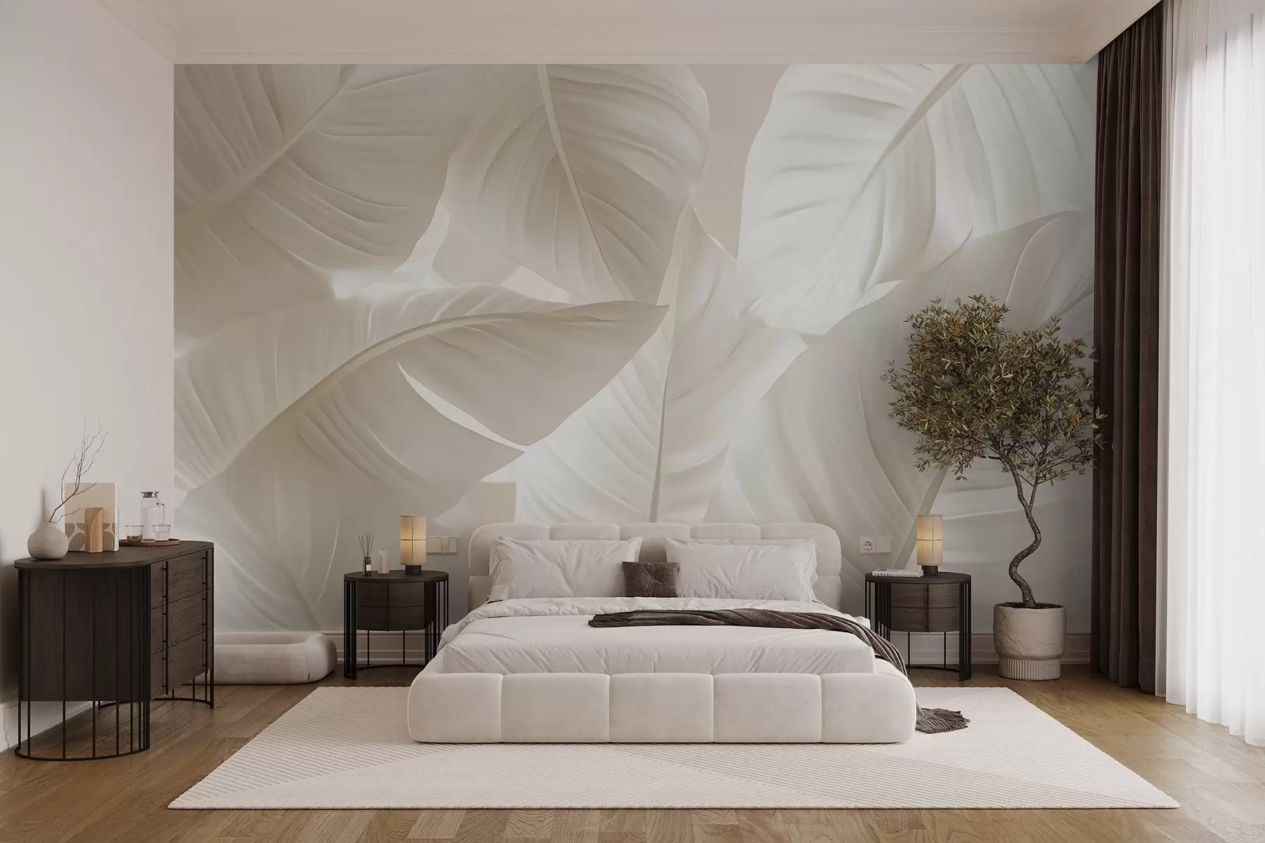 murales de pared Hojas grandes y delicadas w08565