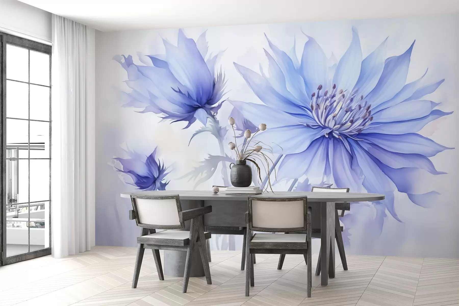 murales de pared Acianos imitación estilo acuarela w02710