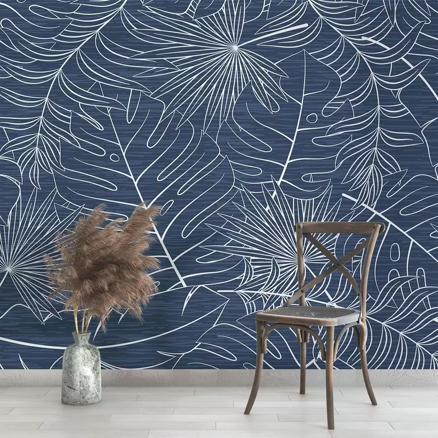 murales de pared Hojas tropicales en estilo gráfico w02695v1