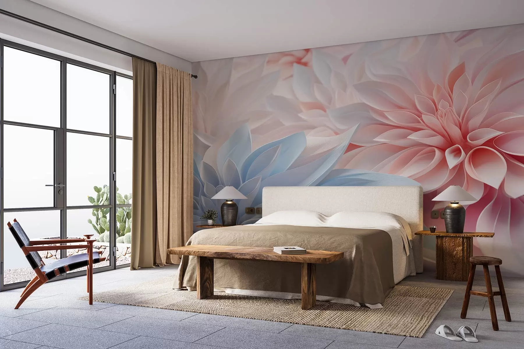 murales de pared Flores grandes y delicadas w08622