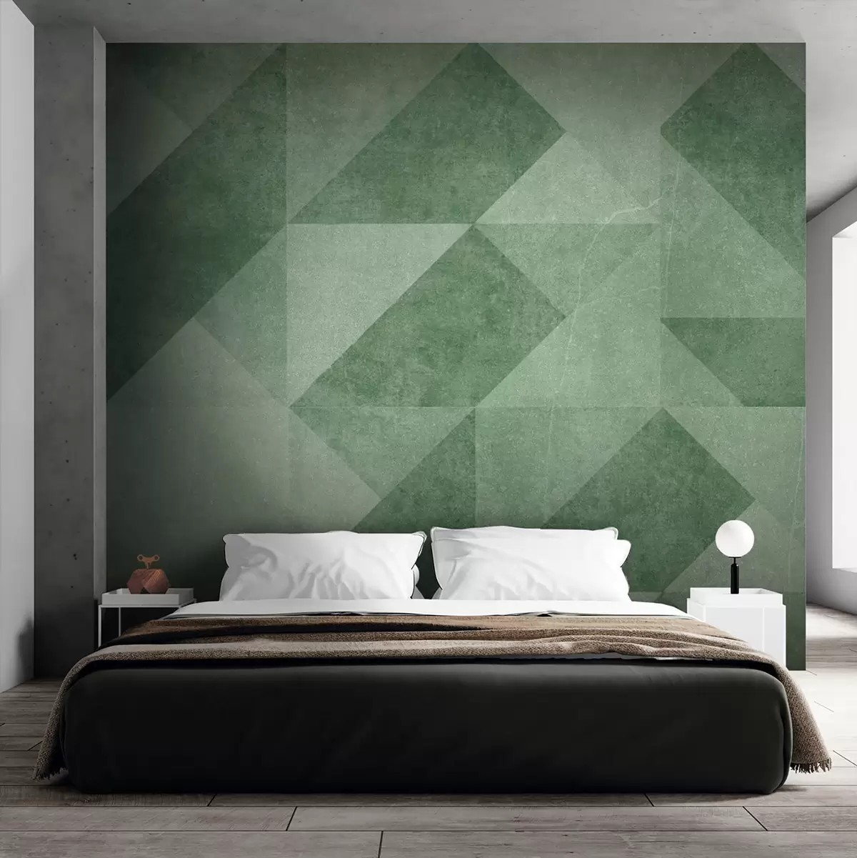 murales de pared Motivos geométricos en suaves tonos verdes u97654v2