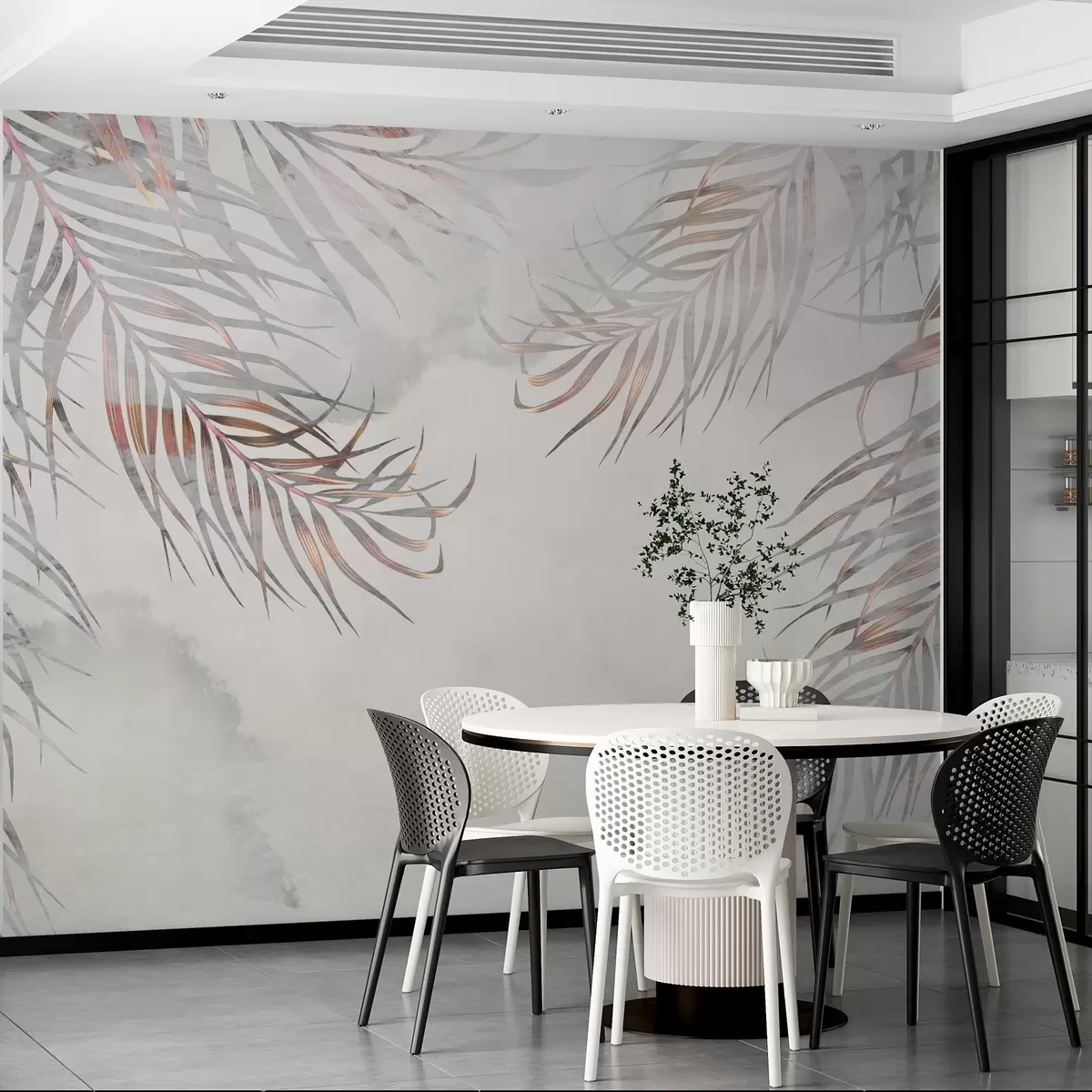 murales de pared Hojas delicadas en colores suaves u96553