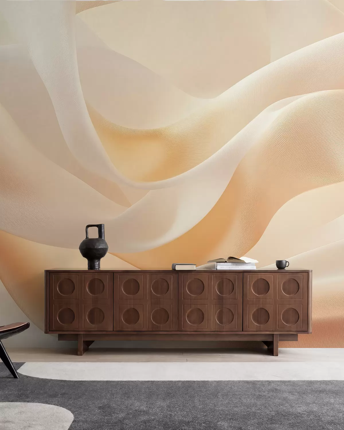 murales de pared Pliegues de seda en luz miel w02765