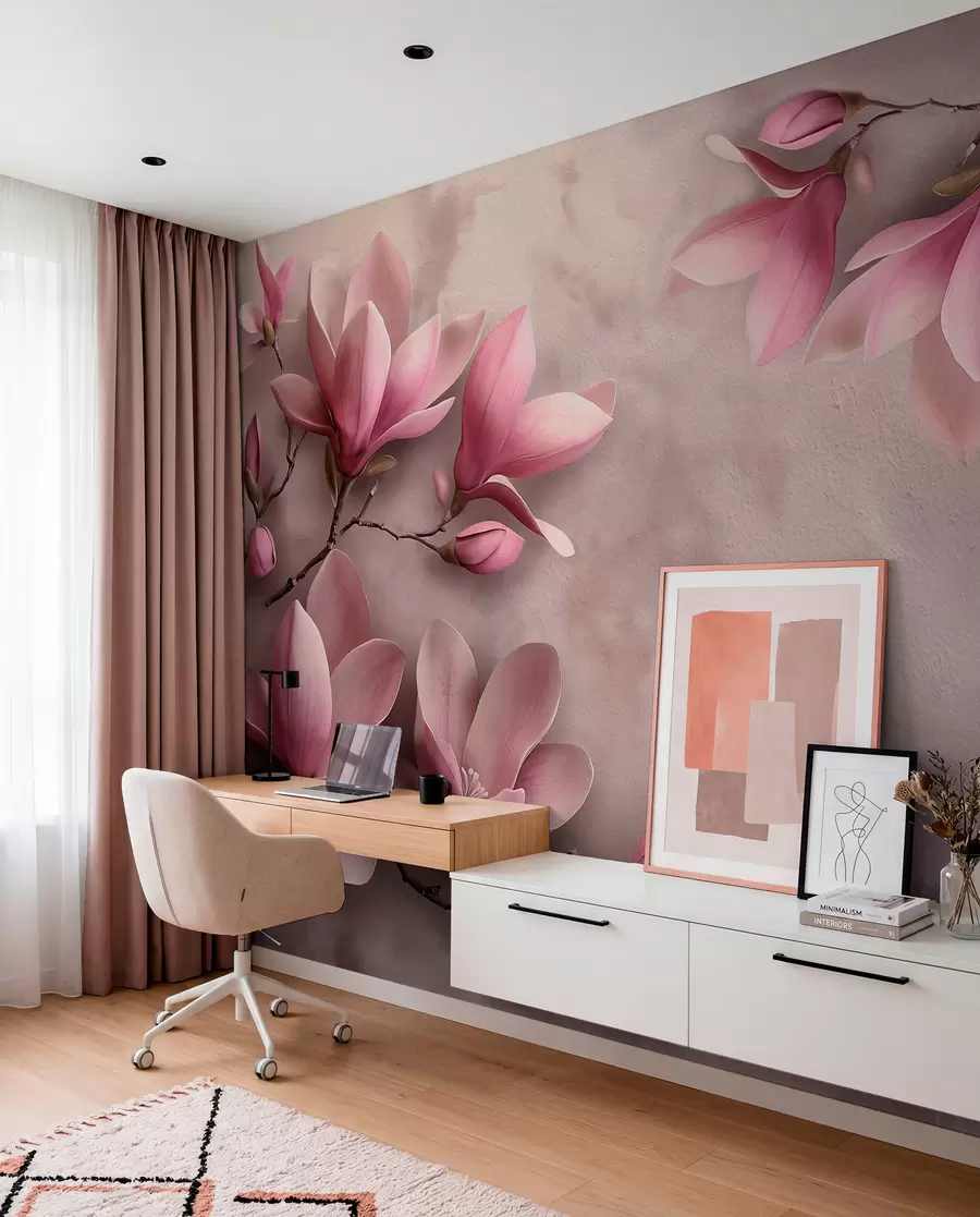 murales de pared Magnolia sobre malva w08636
