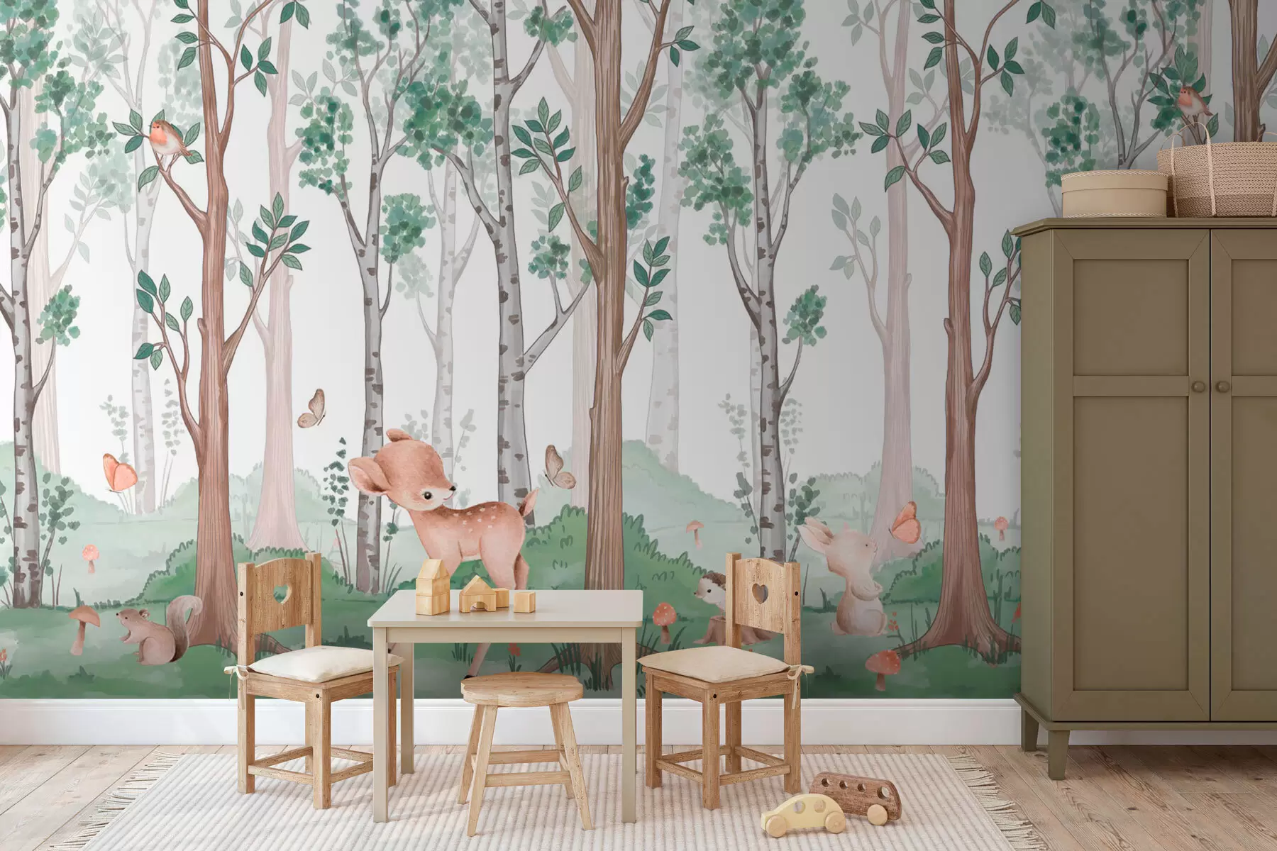 murales de pared Bosque y animales de cuento w02771