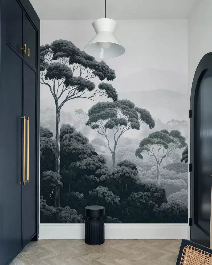 murales de pared Copas de árboles en grafito w02739