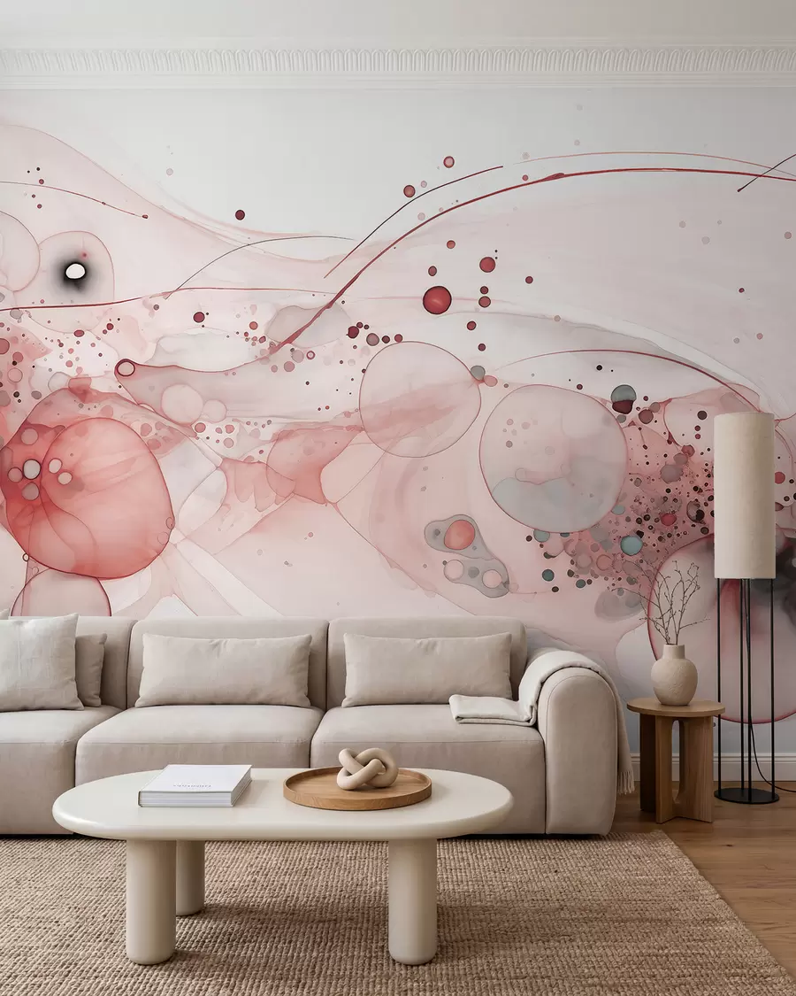 murales de pared Tinta rosa y órbitas de cobre w02744v1