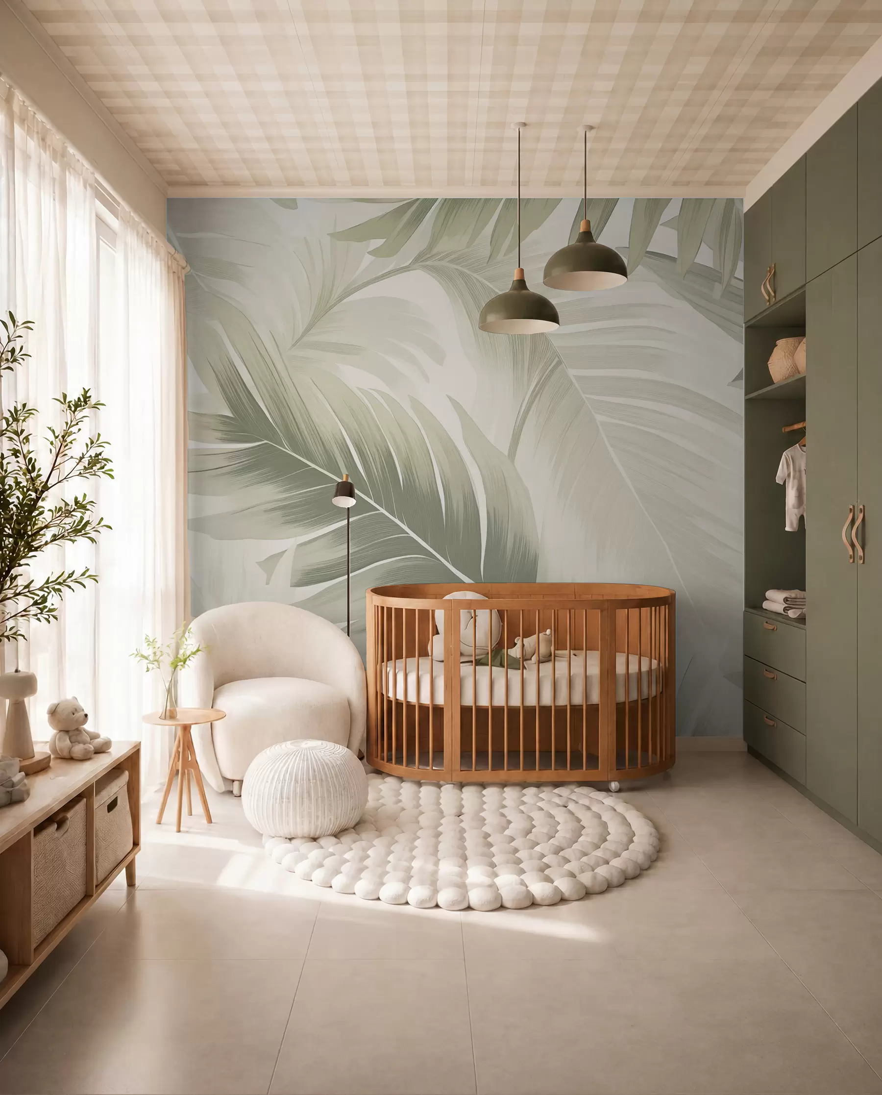murales de pared Siluetas tropicales en salvia w02858