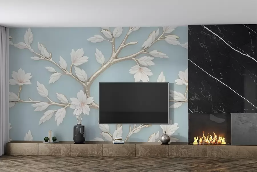 murales de pared Una rama en flor pintada al óleo w02842