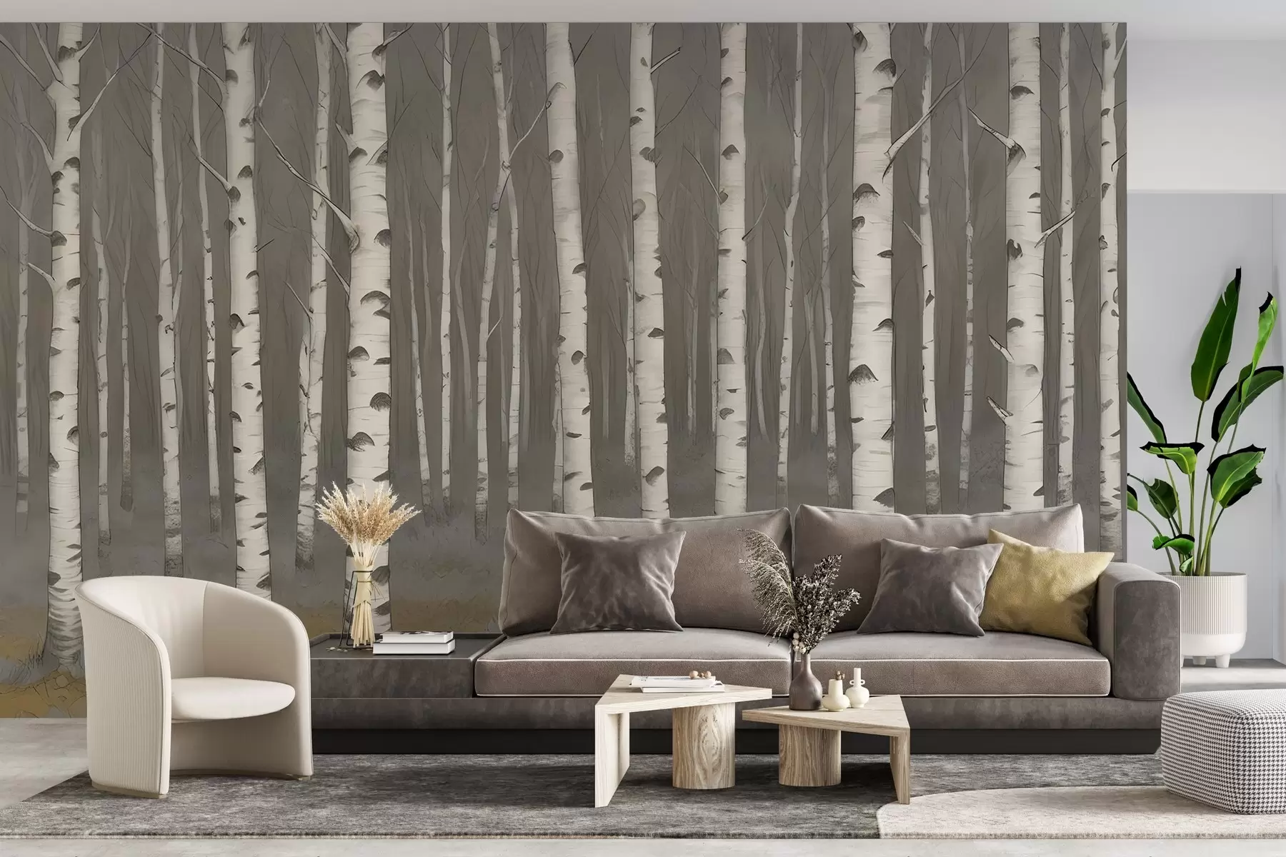 murales de pared Abedules de acuarela w02845v1