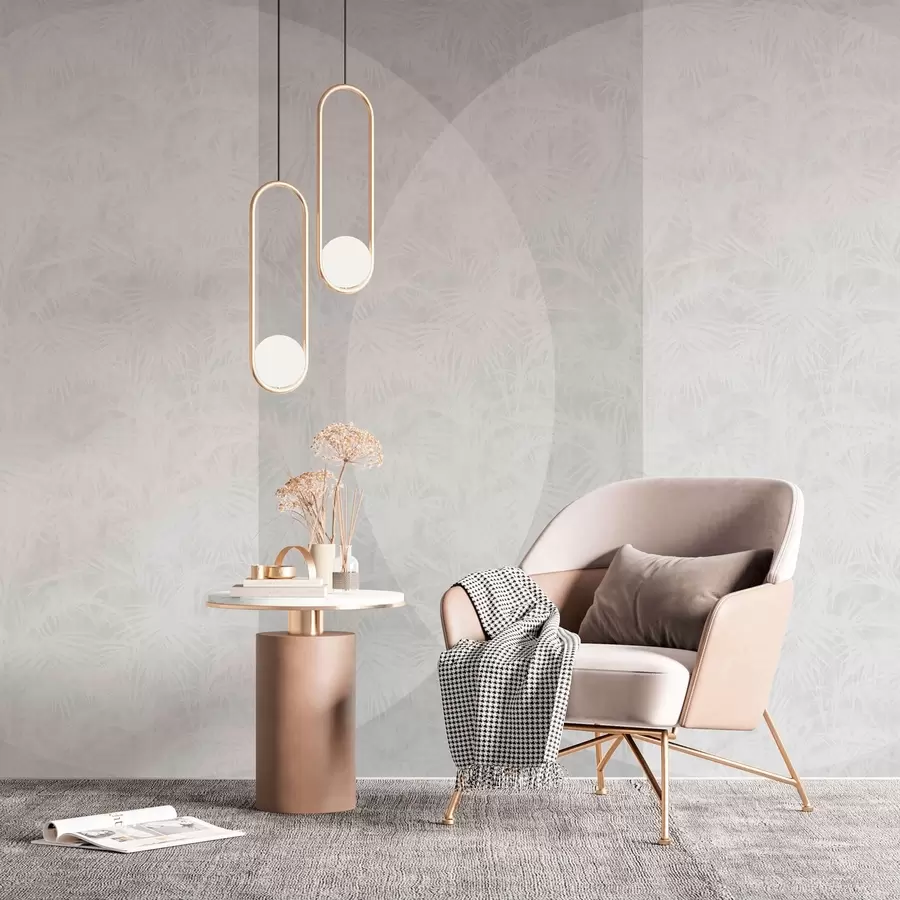 murales de pared Geometría minimalista y hojas tropicales w02830v1