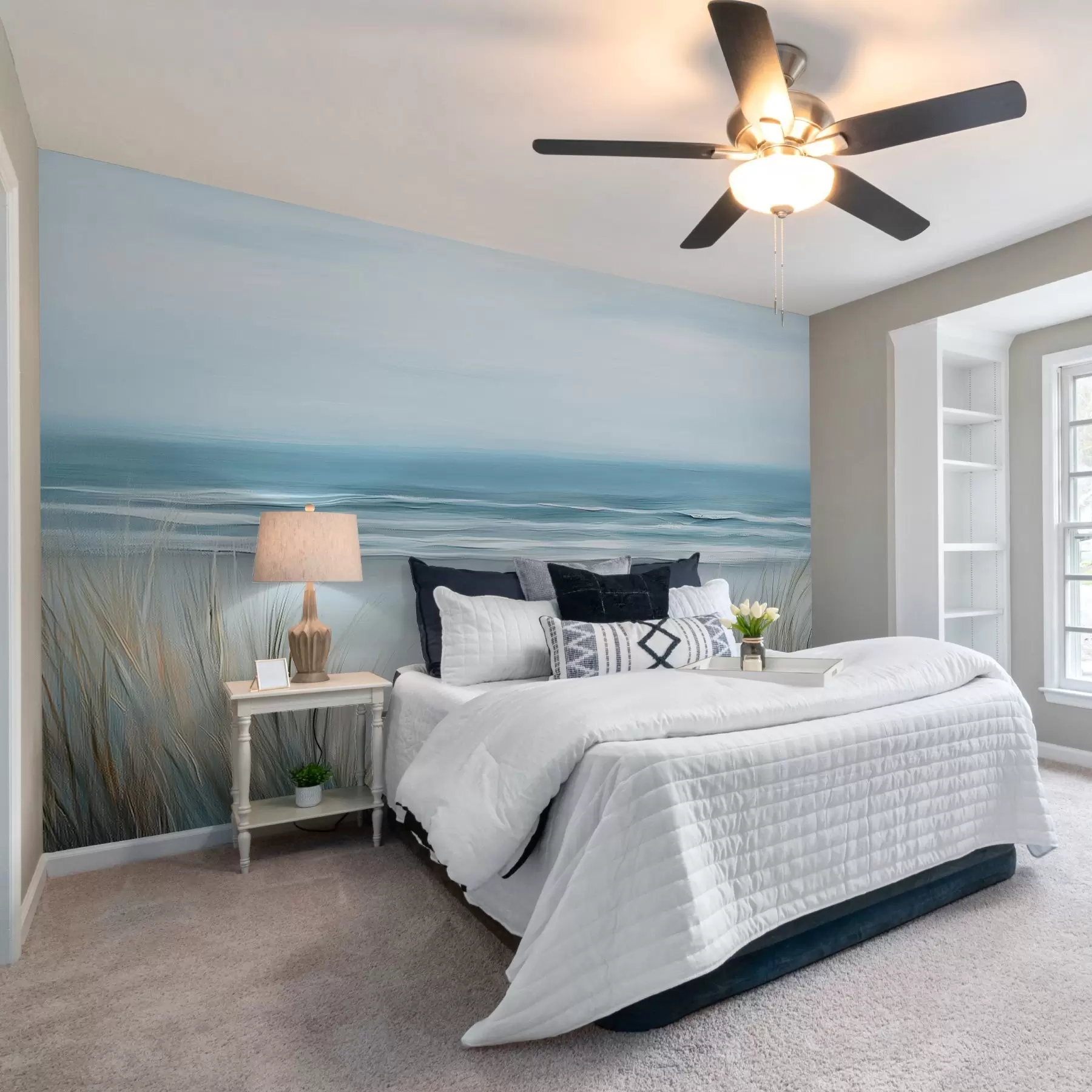 murales de pared Paisaje con playa salvaje al óleo w02869