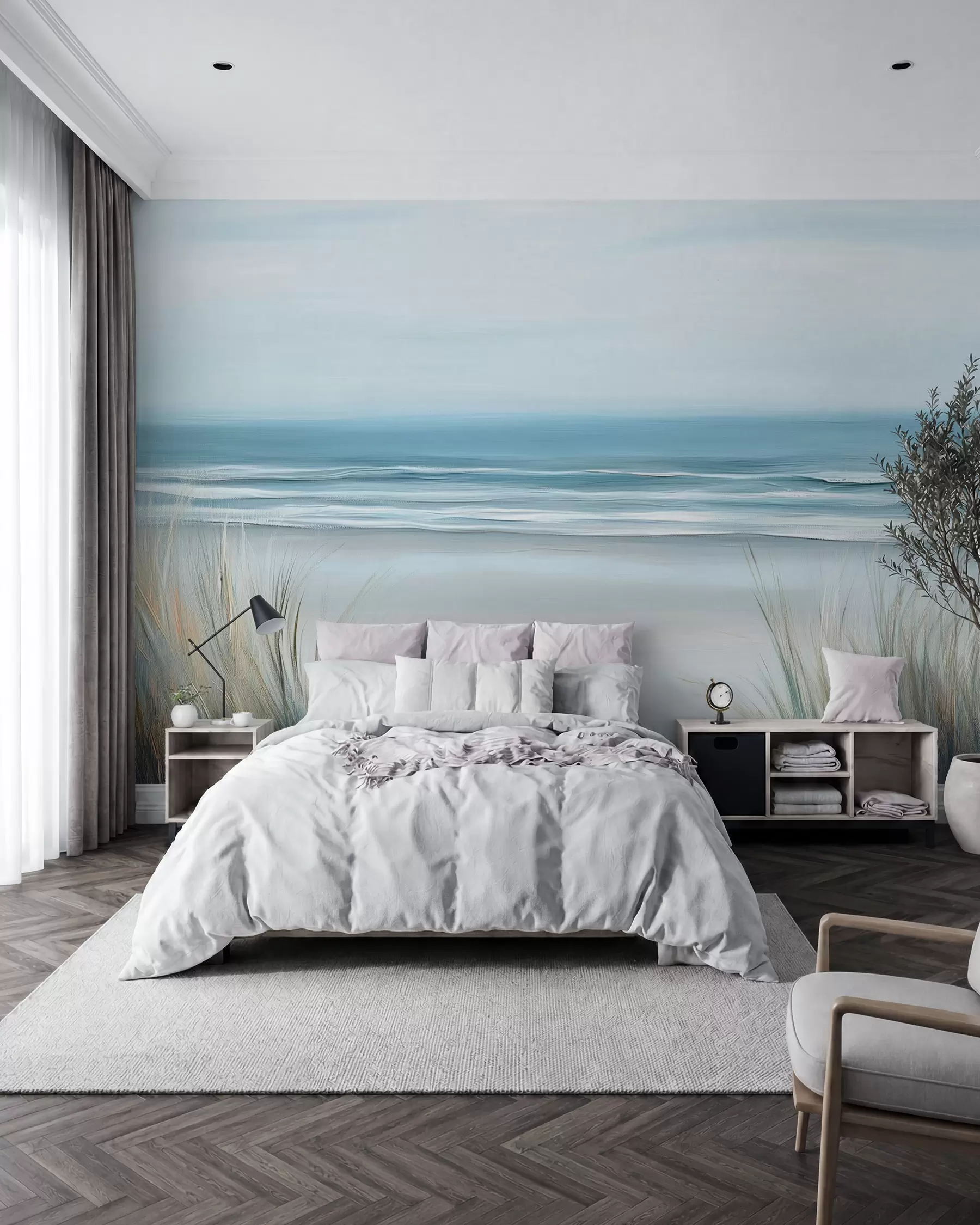 murales de pared Paisaje con playa salvaje al óleo w02869