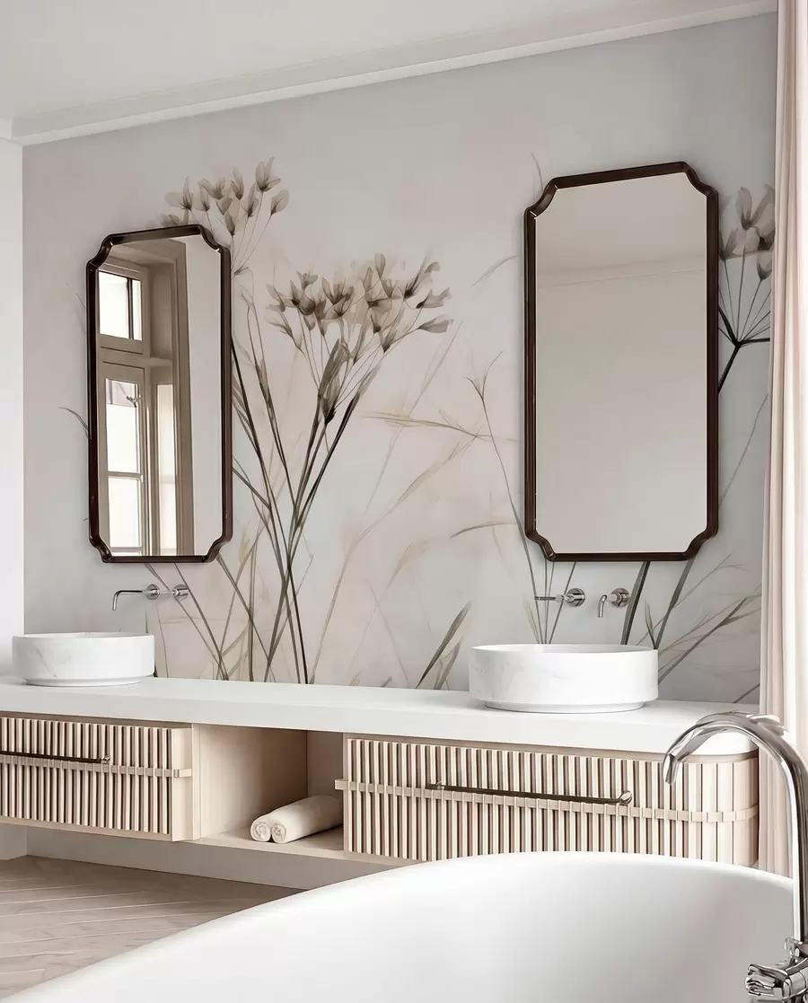 murales de pared Hierbas en estilo acuarela borrosa w02920