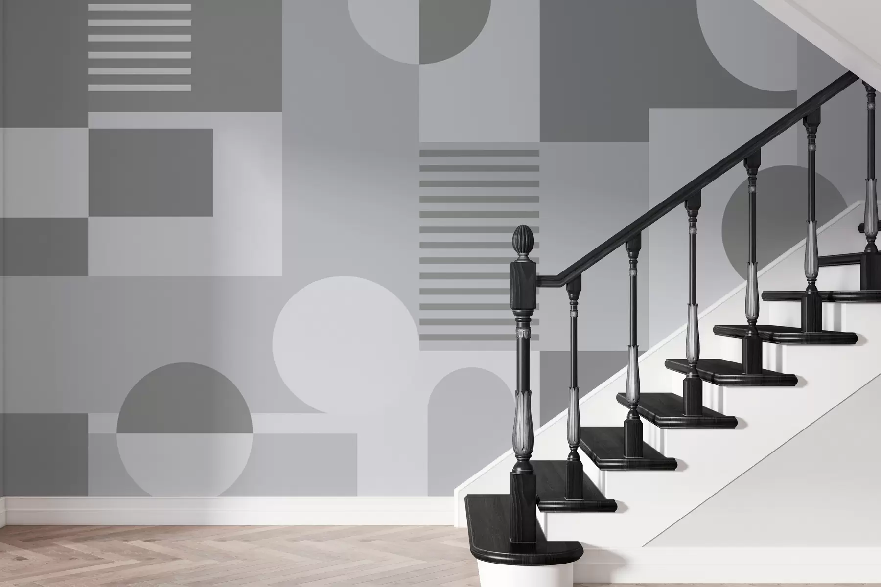 murales de pared Formas geométricas en azul y gris w02916