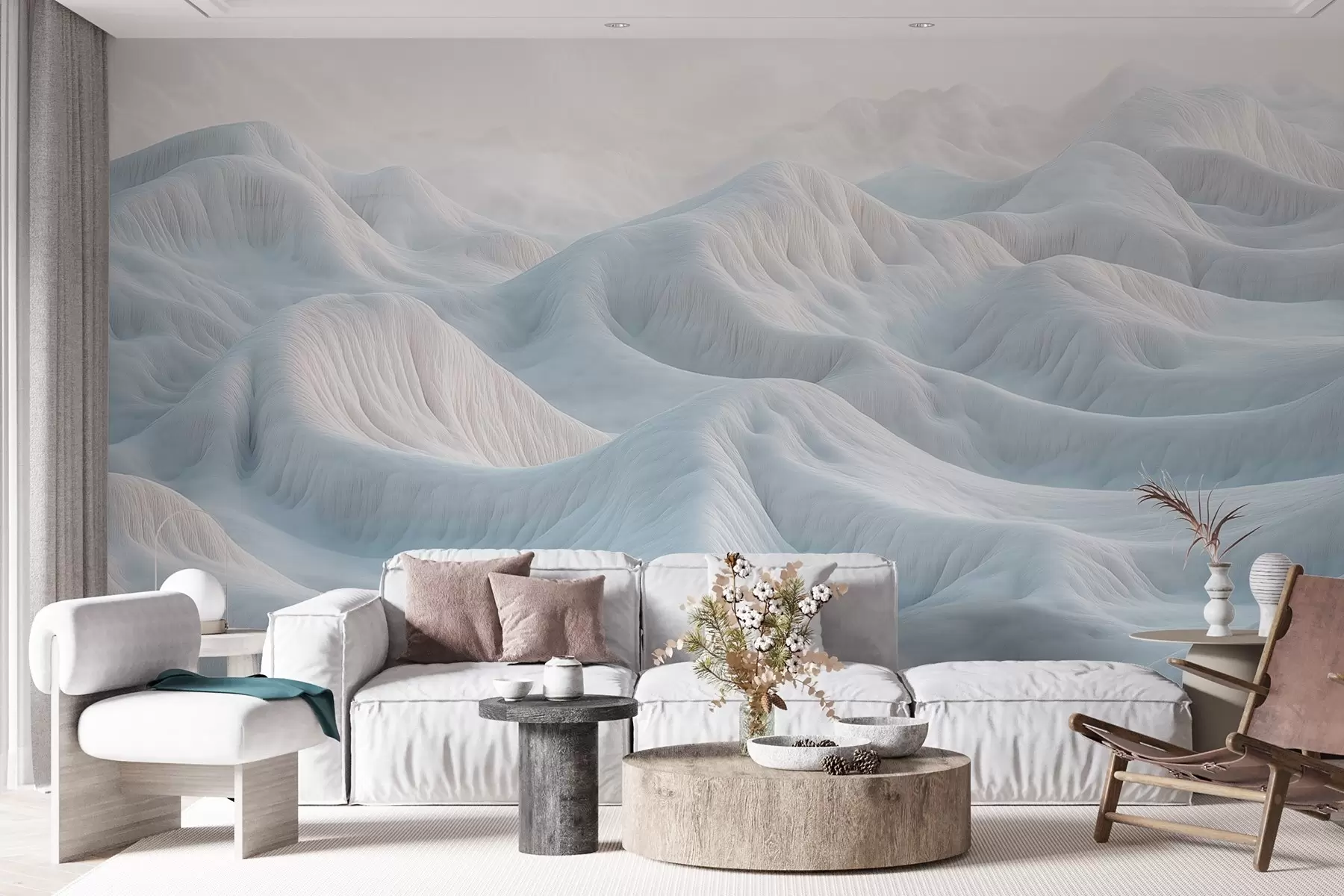 murales de pared Paisaje azul con colinas onduladas y dunas w08693