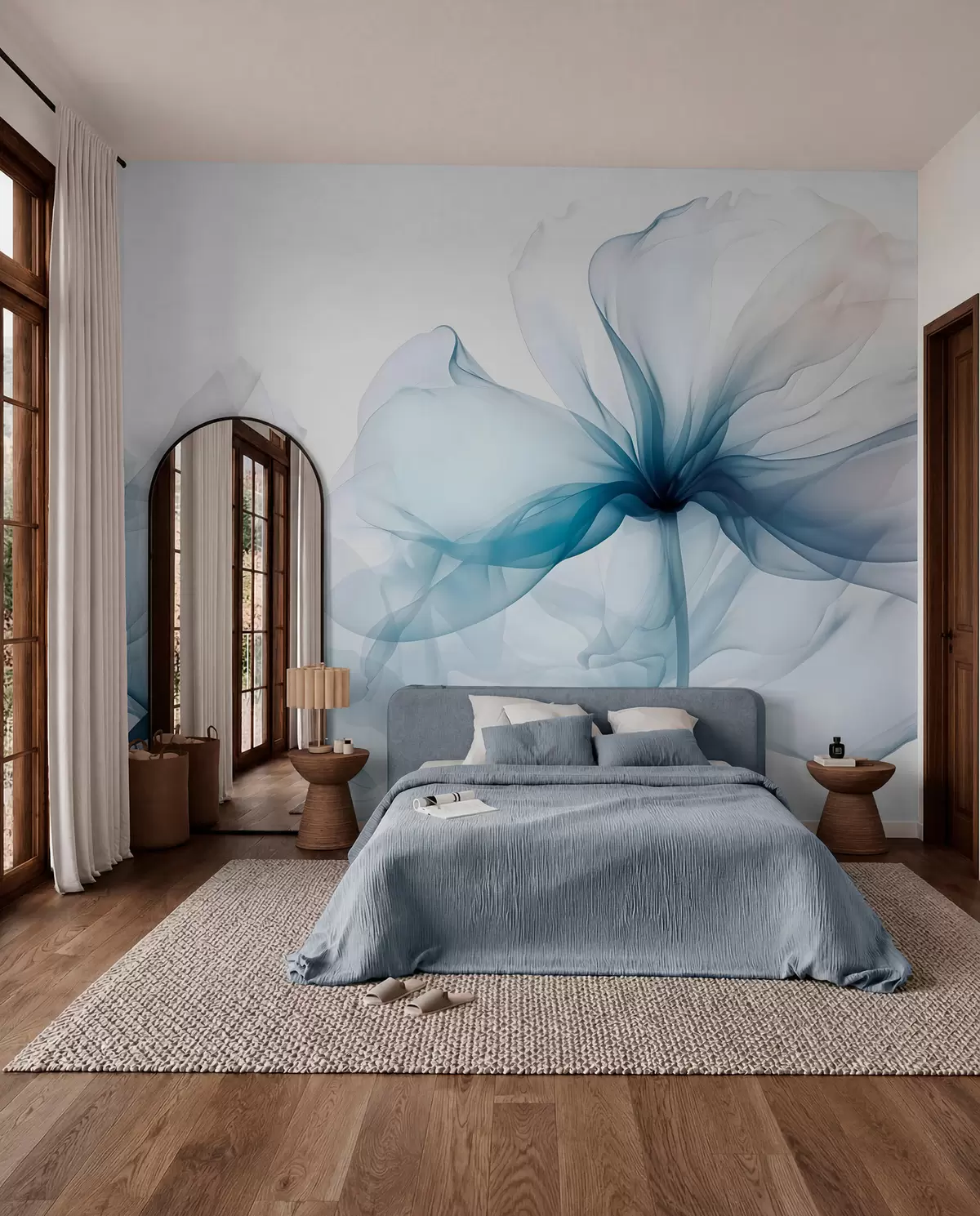 murales de pared Pétalos de tinta azul w08742