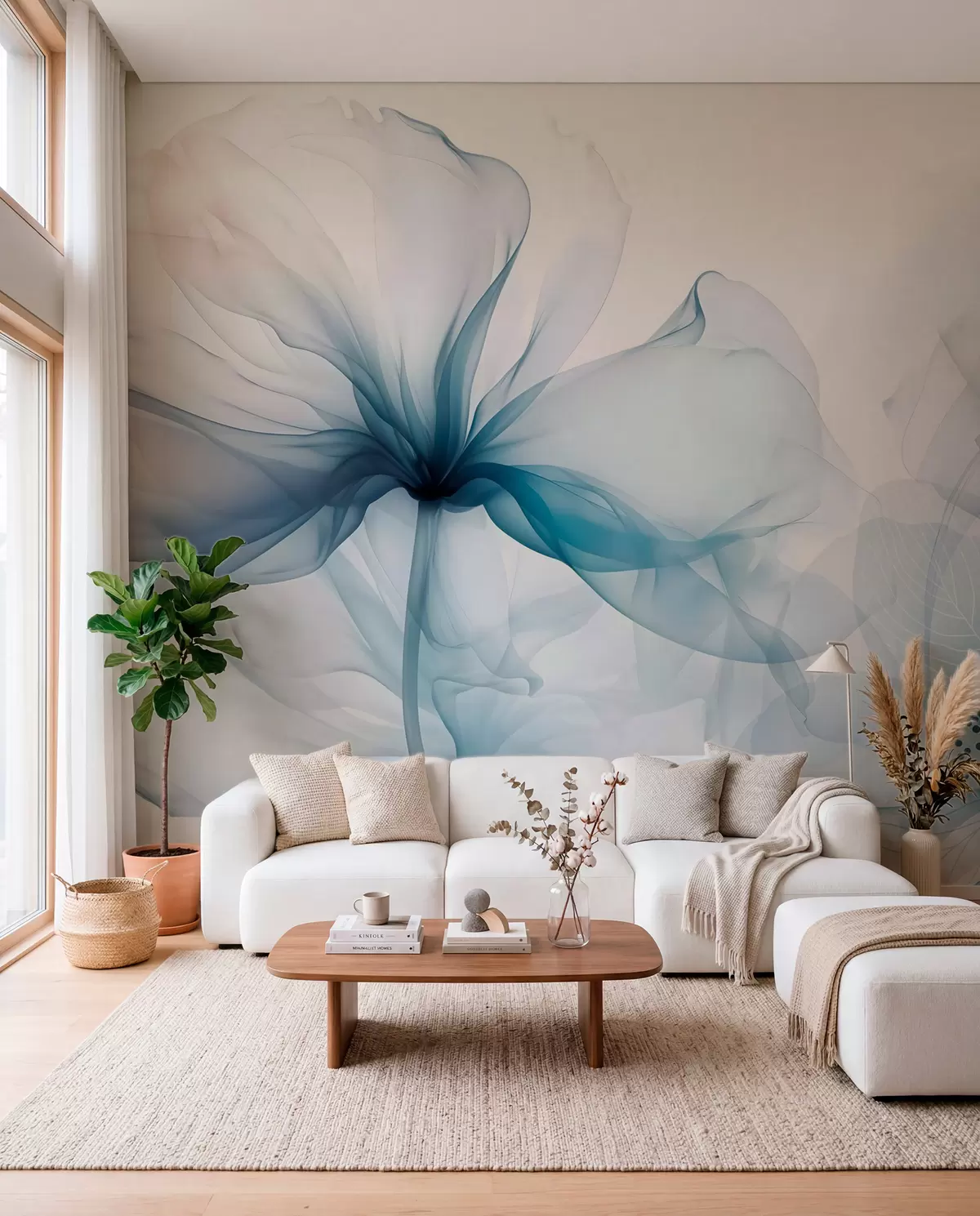 murales de pared Pétalos de tinta azul w08742