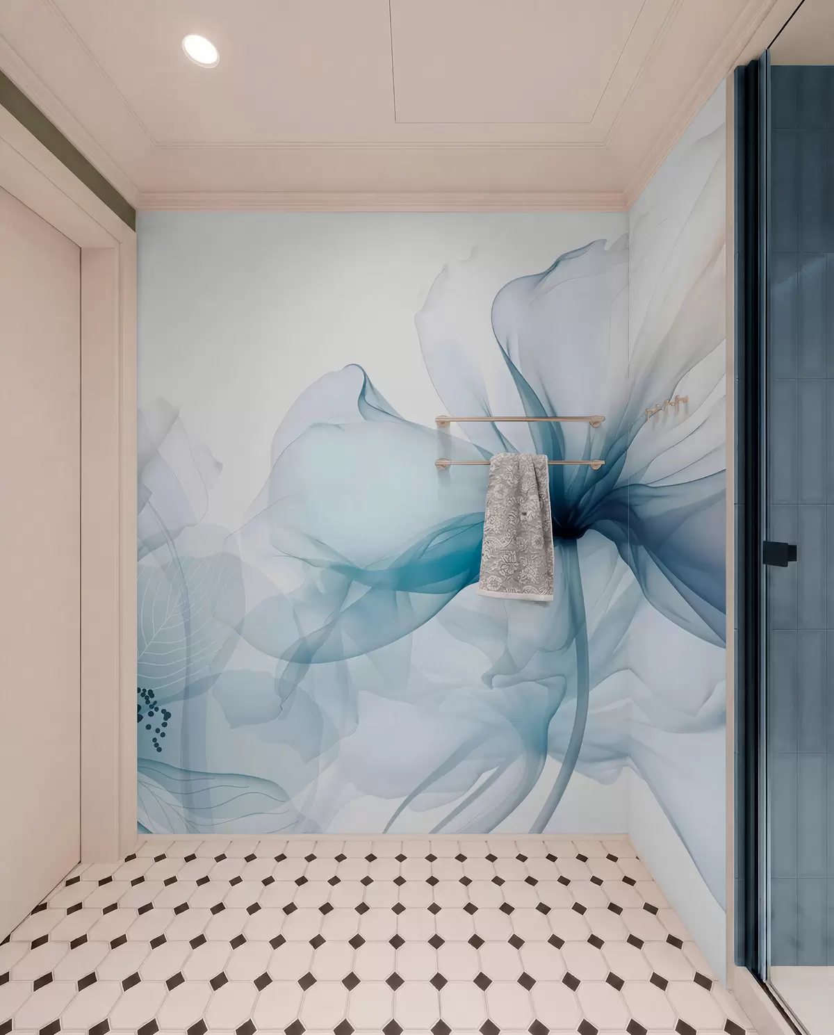 murales de pared Pétalos de tinta azul w08742